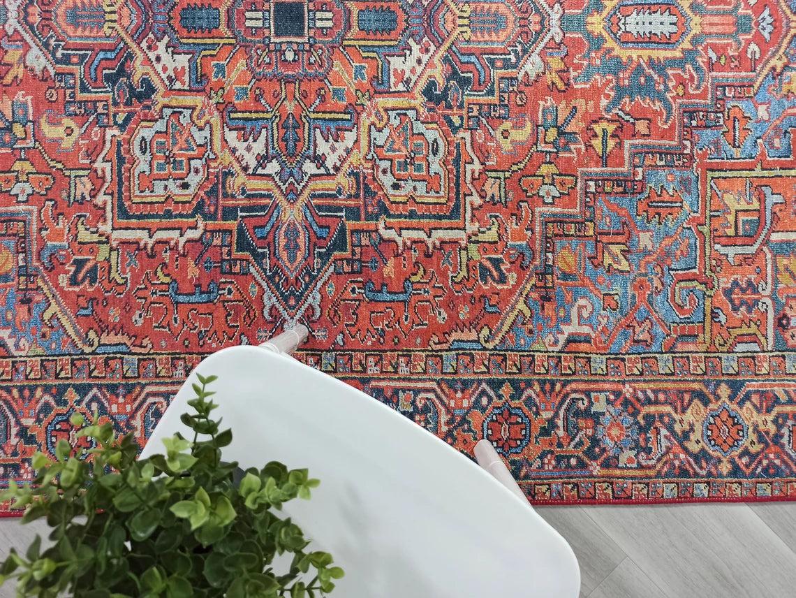 Pawla Turkish Vintage Heriz Red Rug