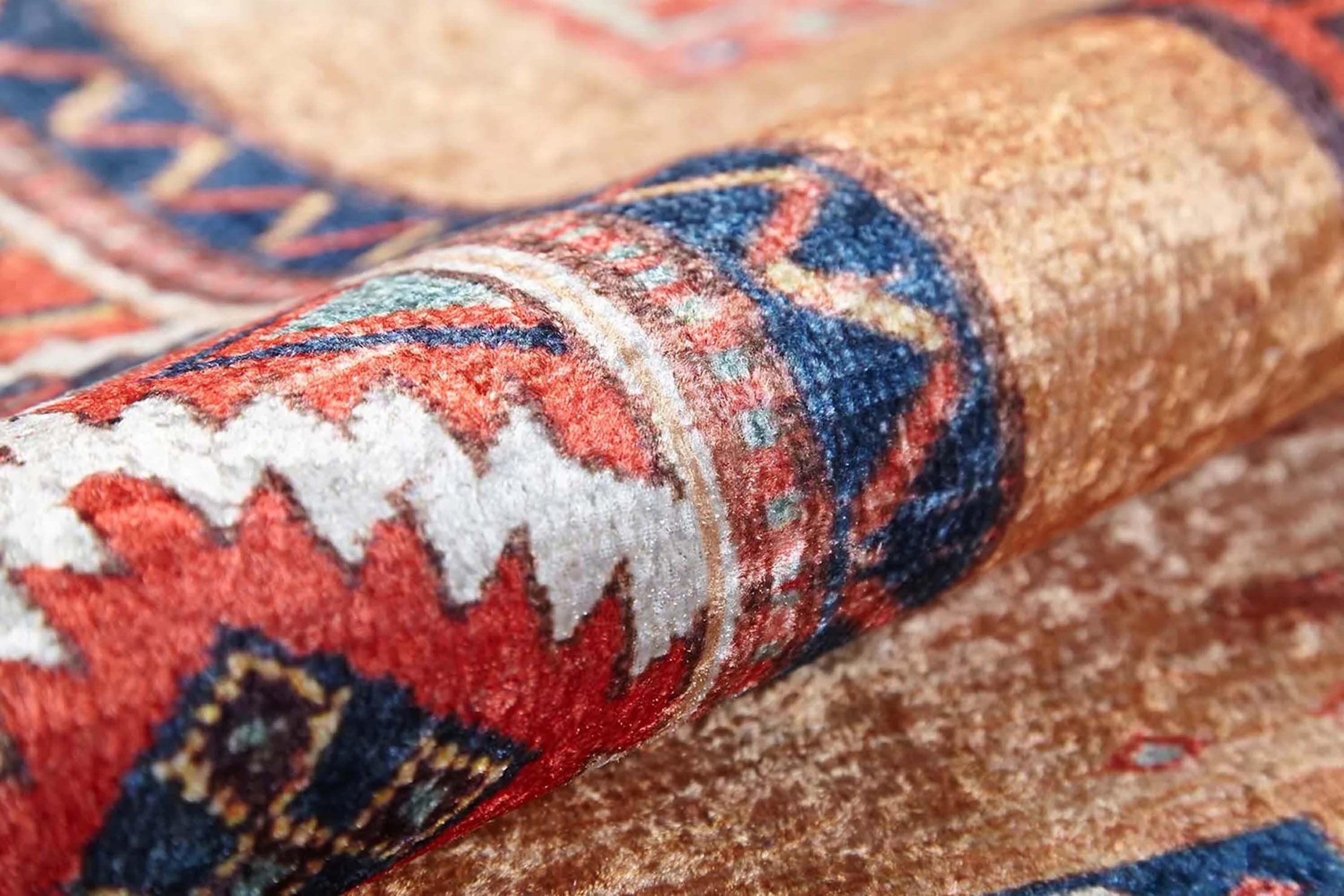 Piela Turkish Orange Colorful Pattern Rug