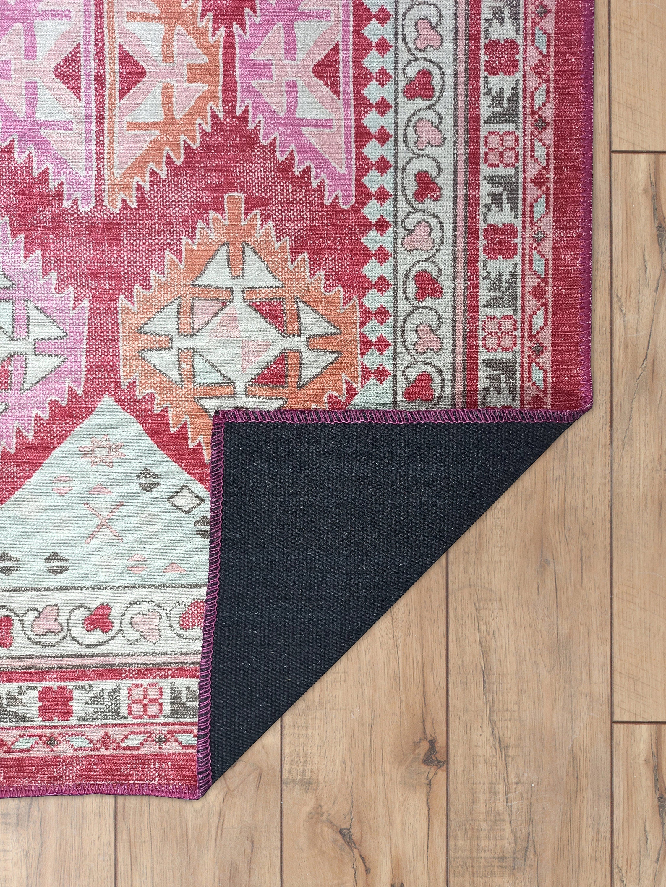 Valentina Pink Herki Vintage Diamond Rug