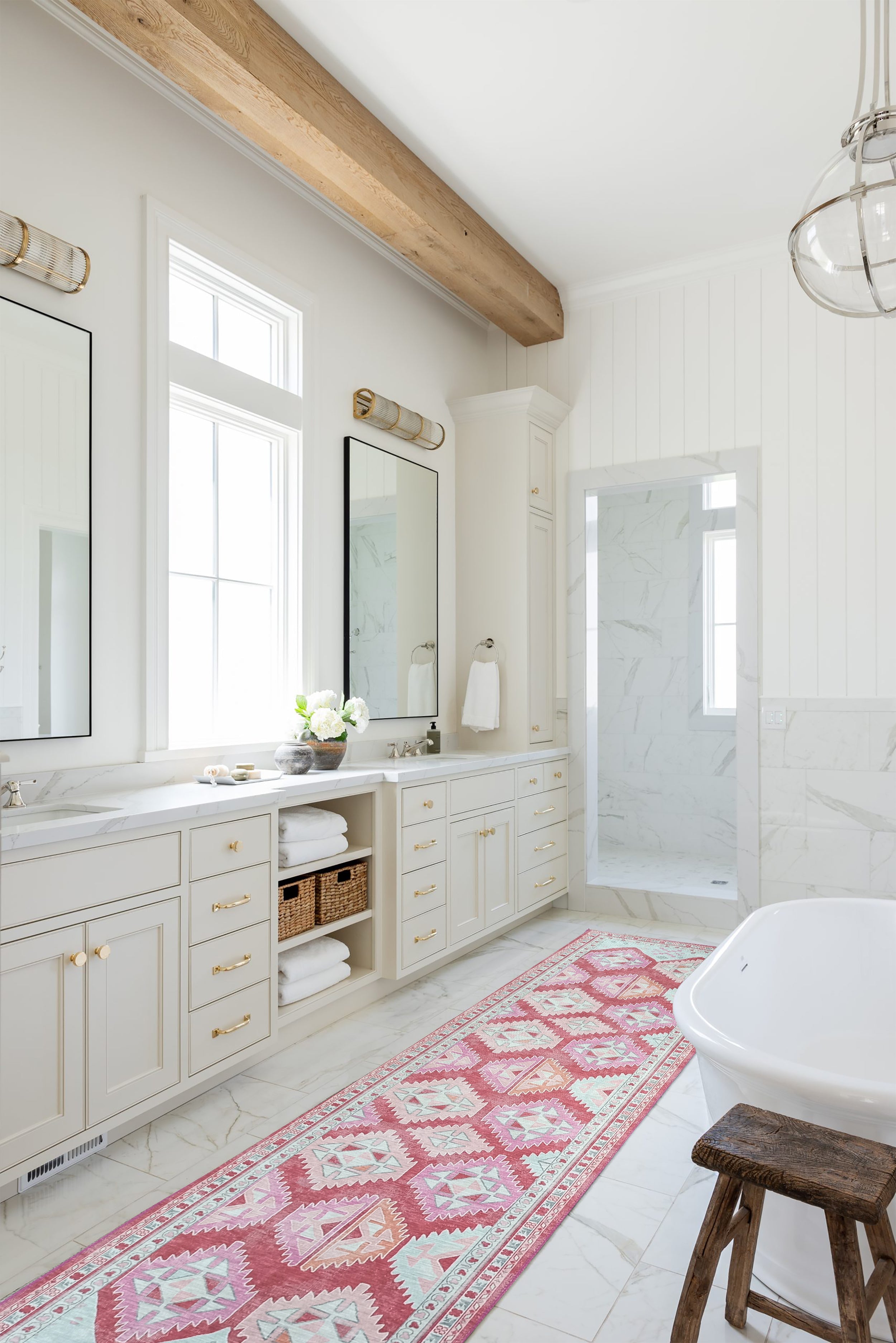 Valentina Pink Herki Vintage Diamond Rug