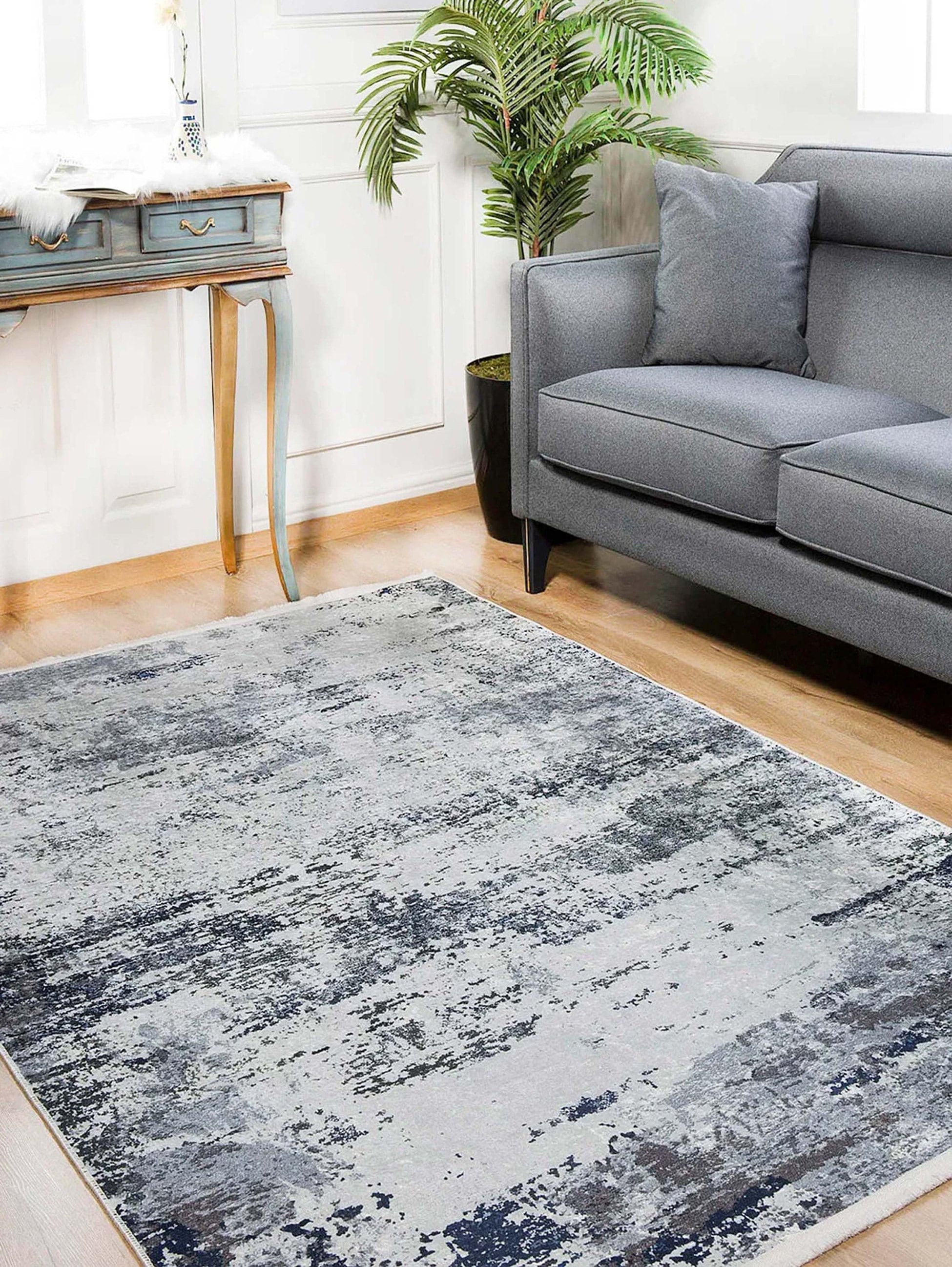 Rada Abstract Distressed Gray Rug