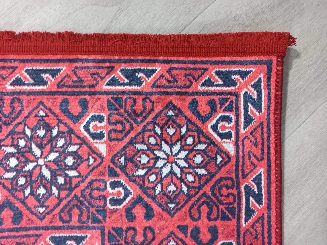 Ramsa Rug Red Navy Blue Turkish Area Rug