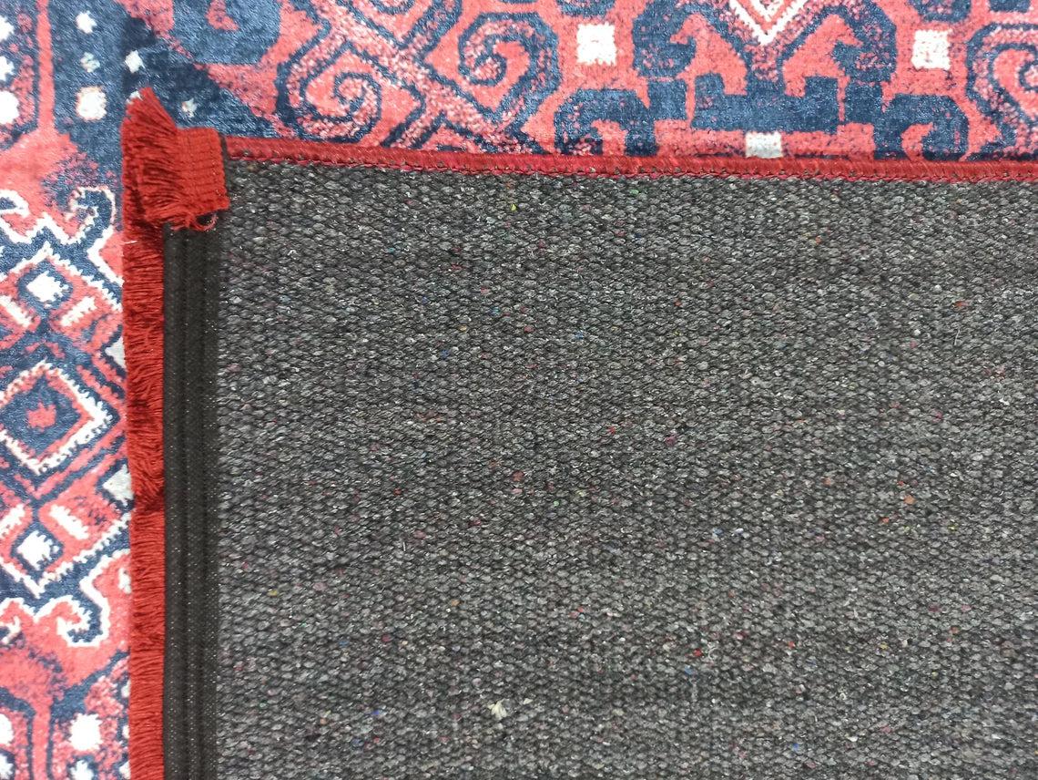 Ramsa Rug Red Navy Blue Turkish Area Rug