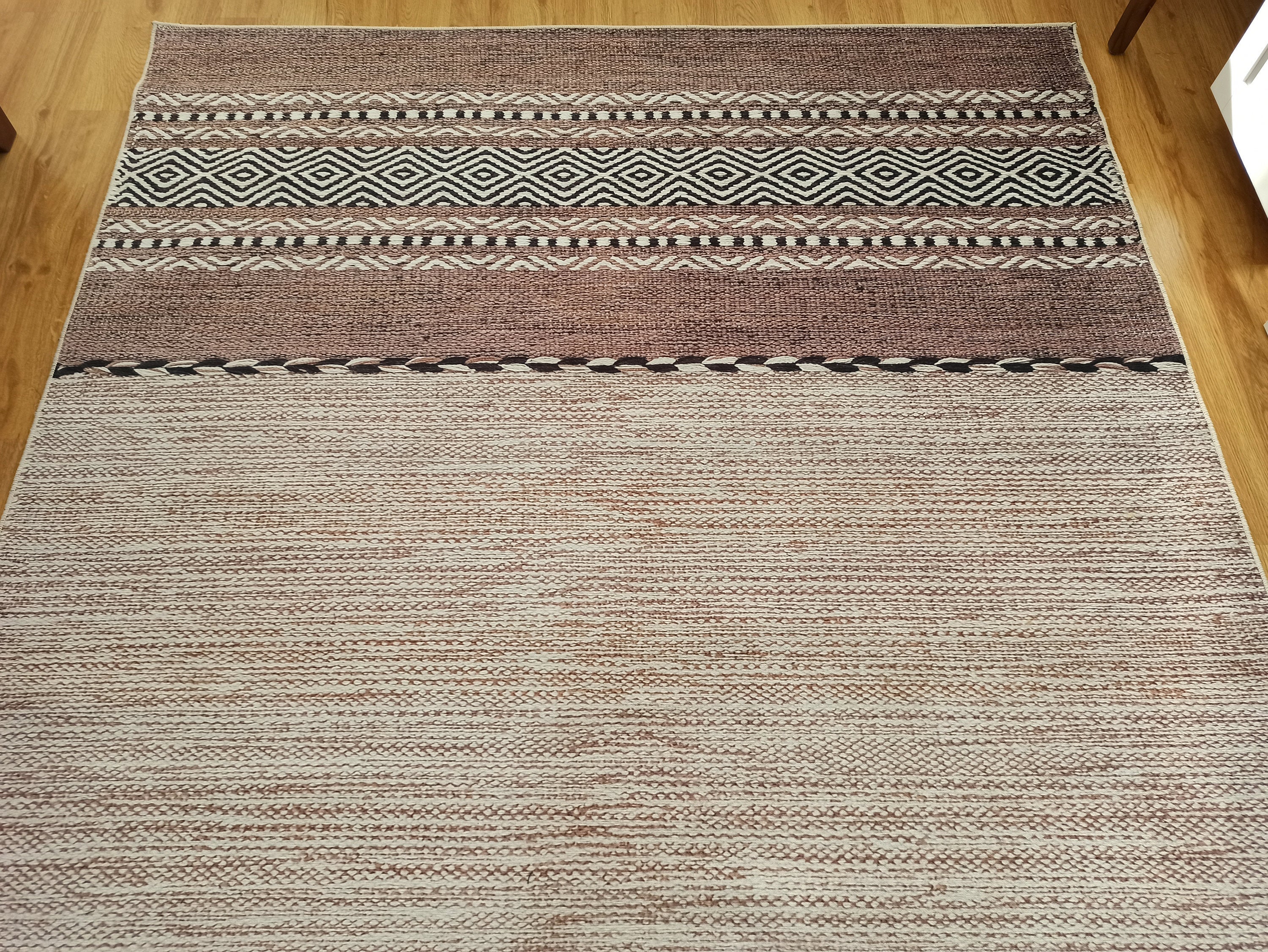 Rana Rug Kilim Design Brown Beige Striped Rug