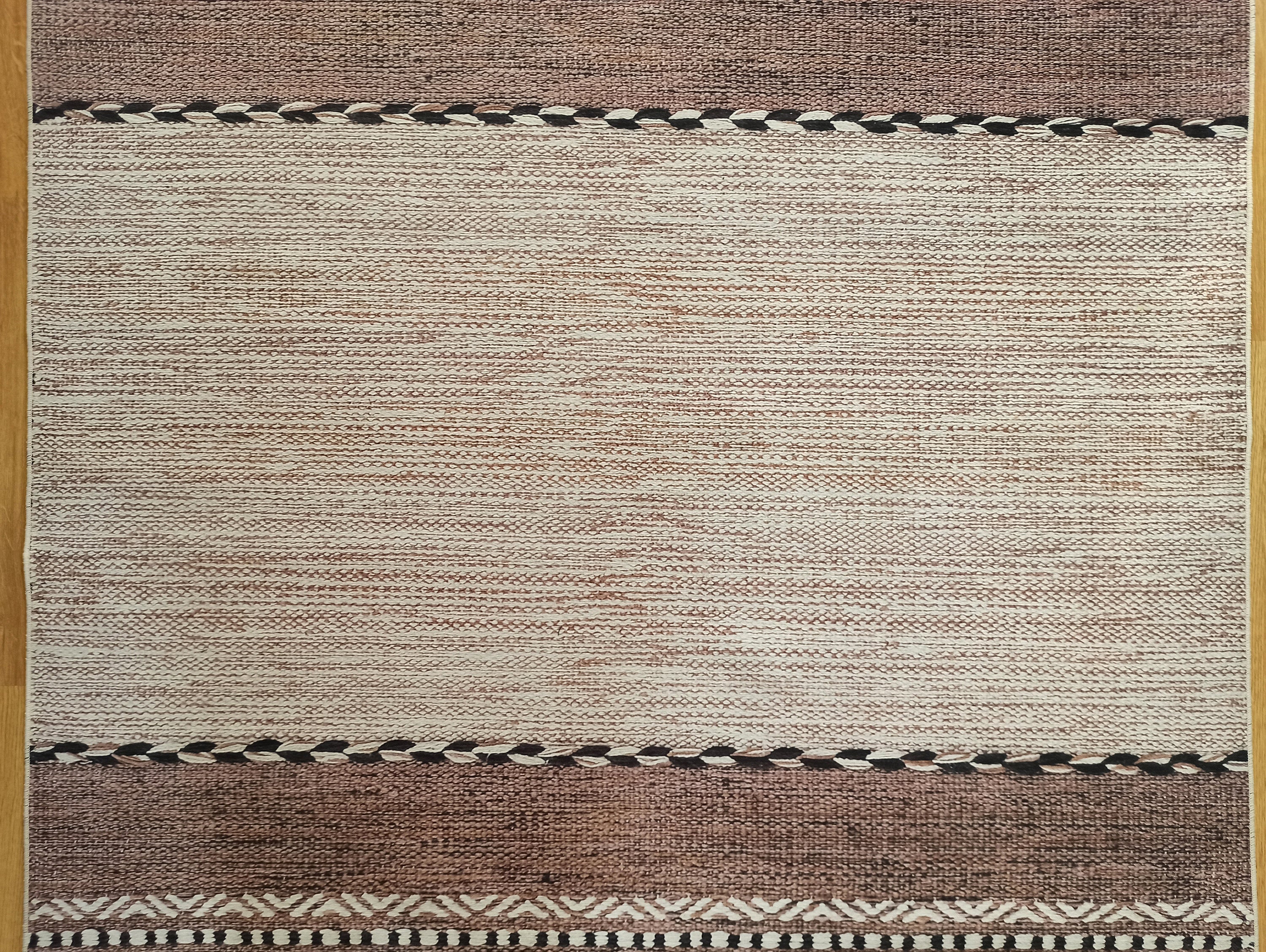 Rana Rug Kilim Design Brown Beige Striped Rug