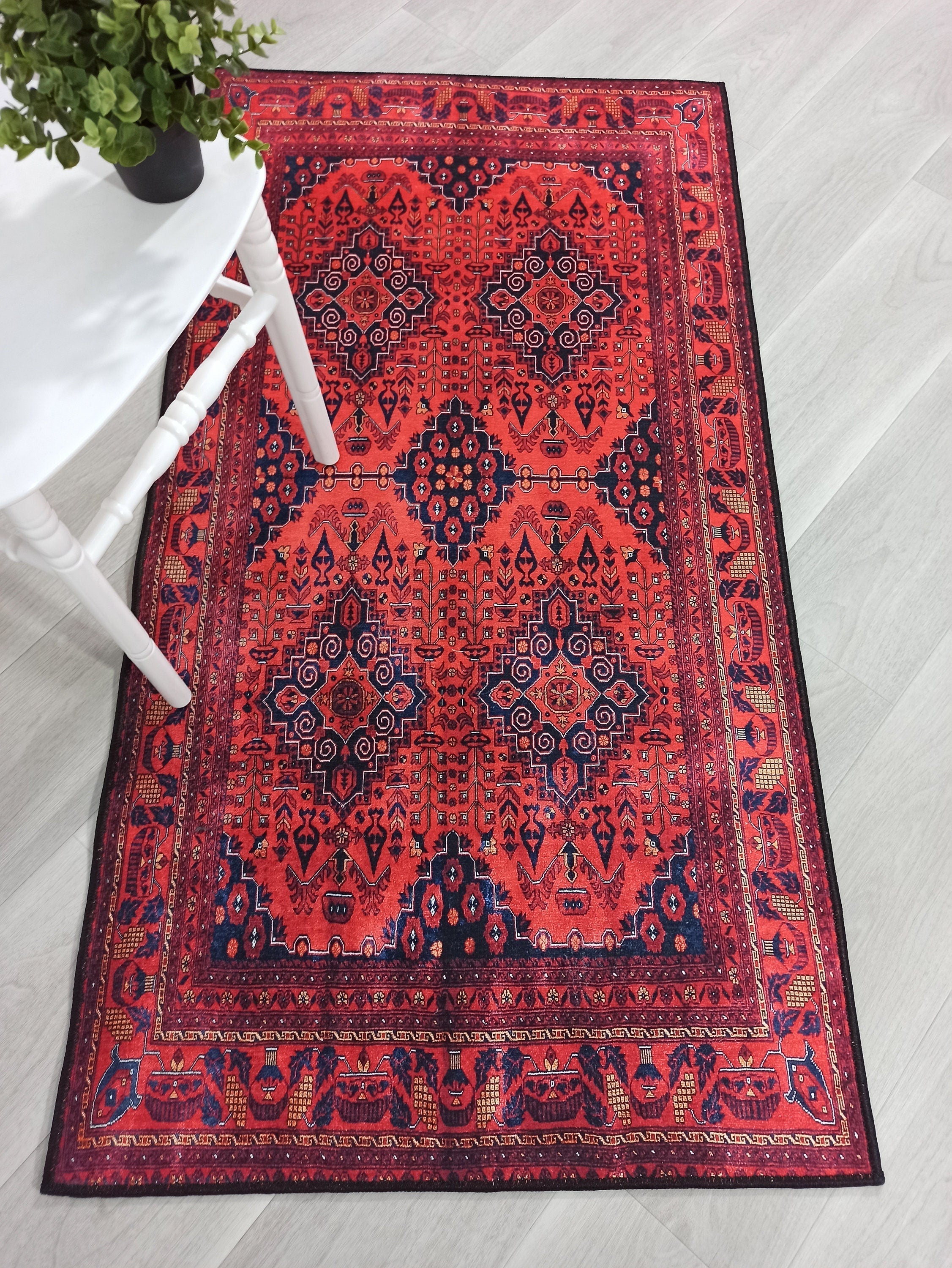 Rania Red Afghan Turkish Rug