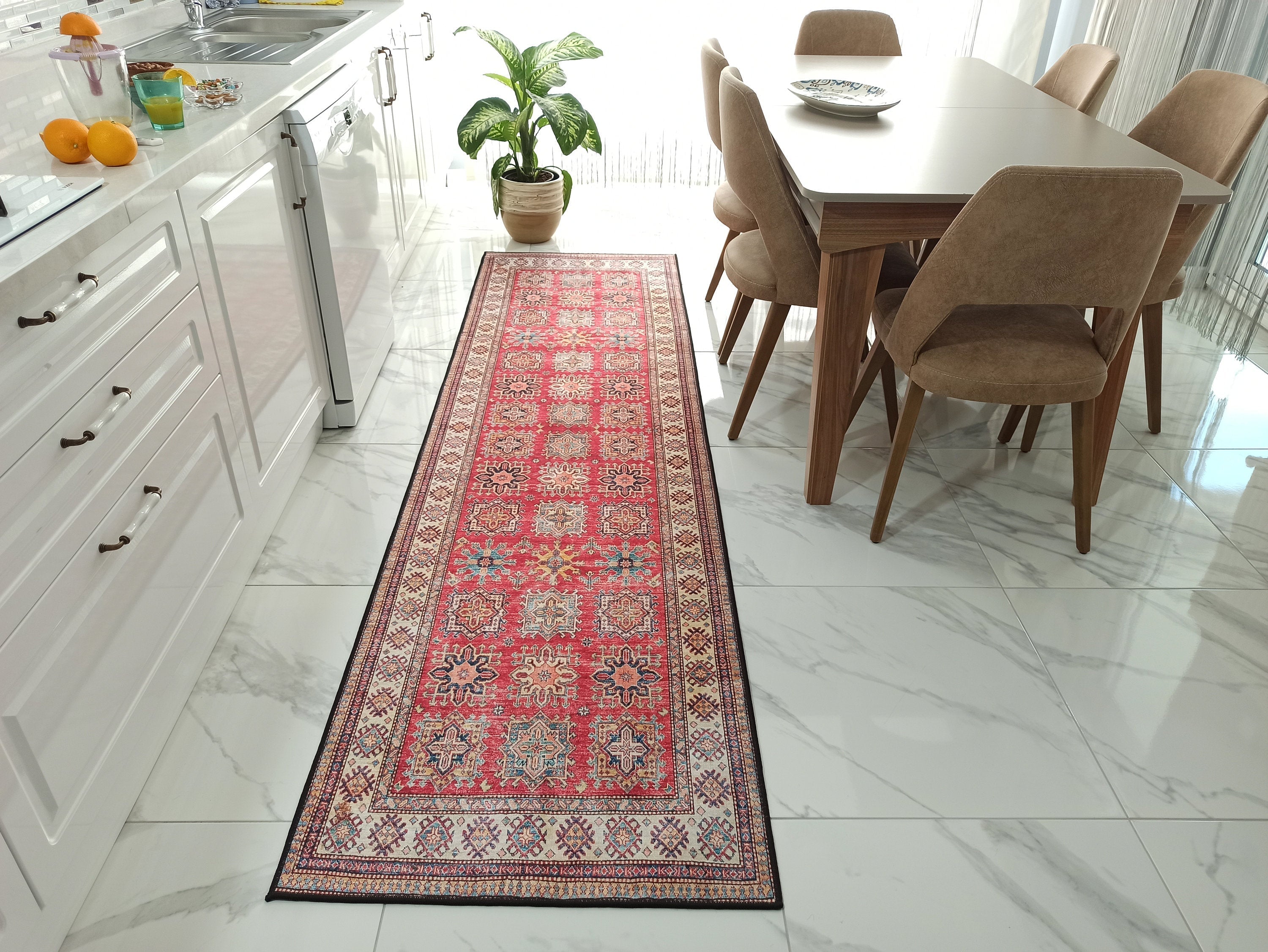 Ravia Runner Turkish Kilim Red Beige Rug
