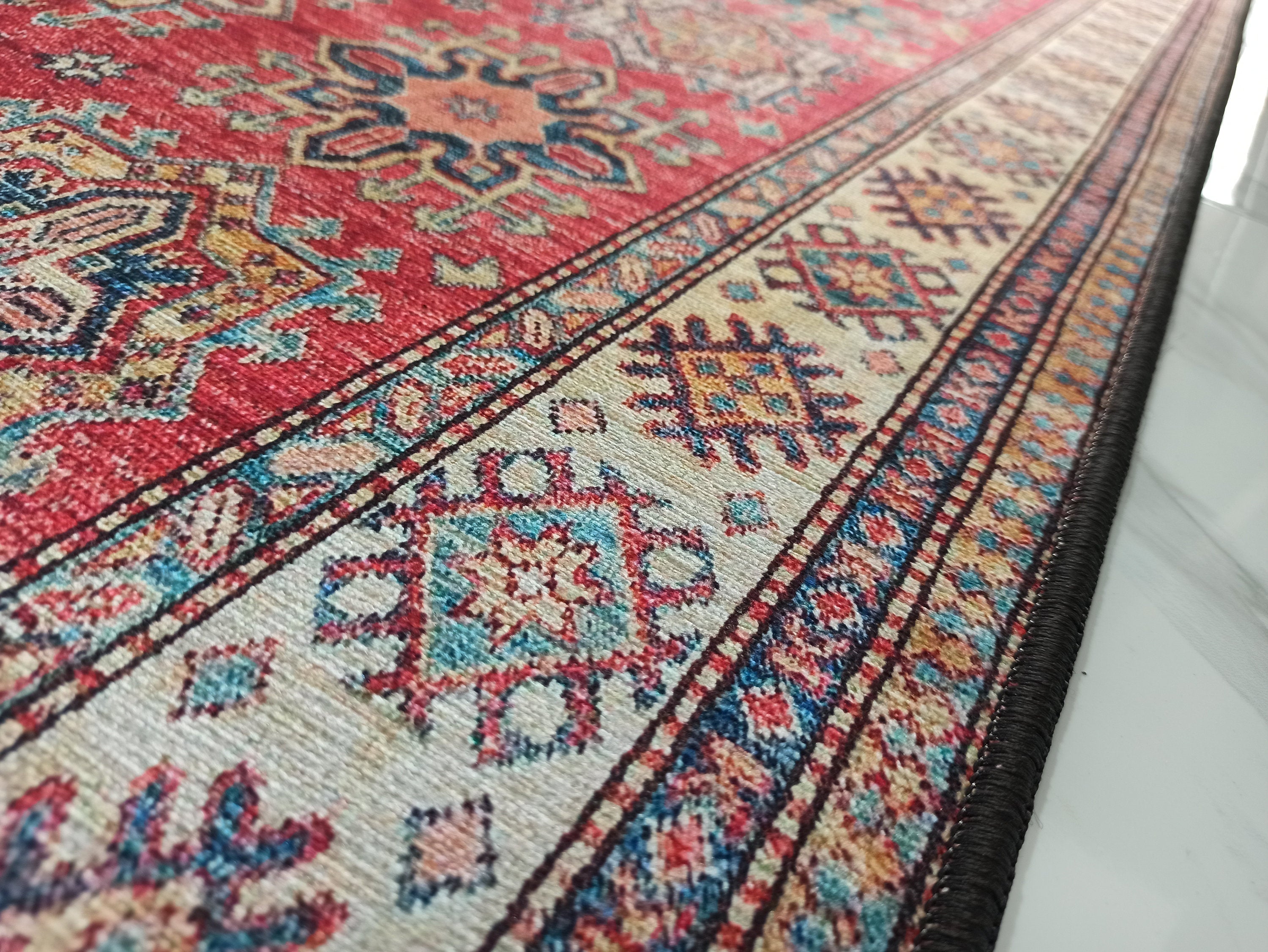 Ravia Runner Turkish Kilim Red Beige Rug