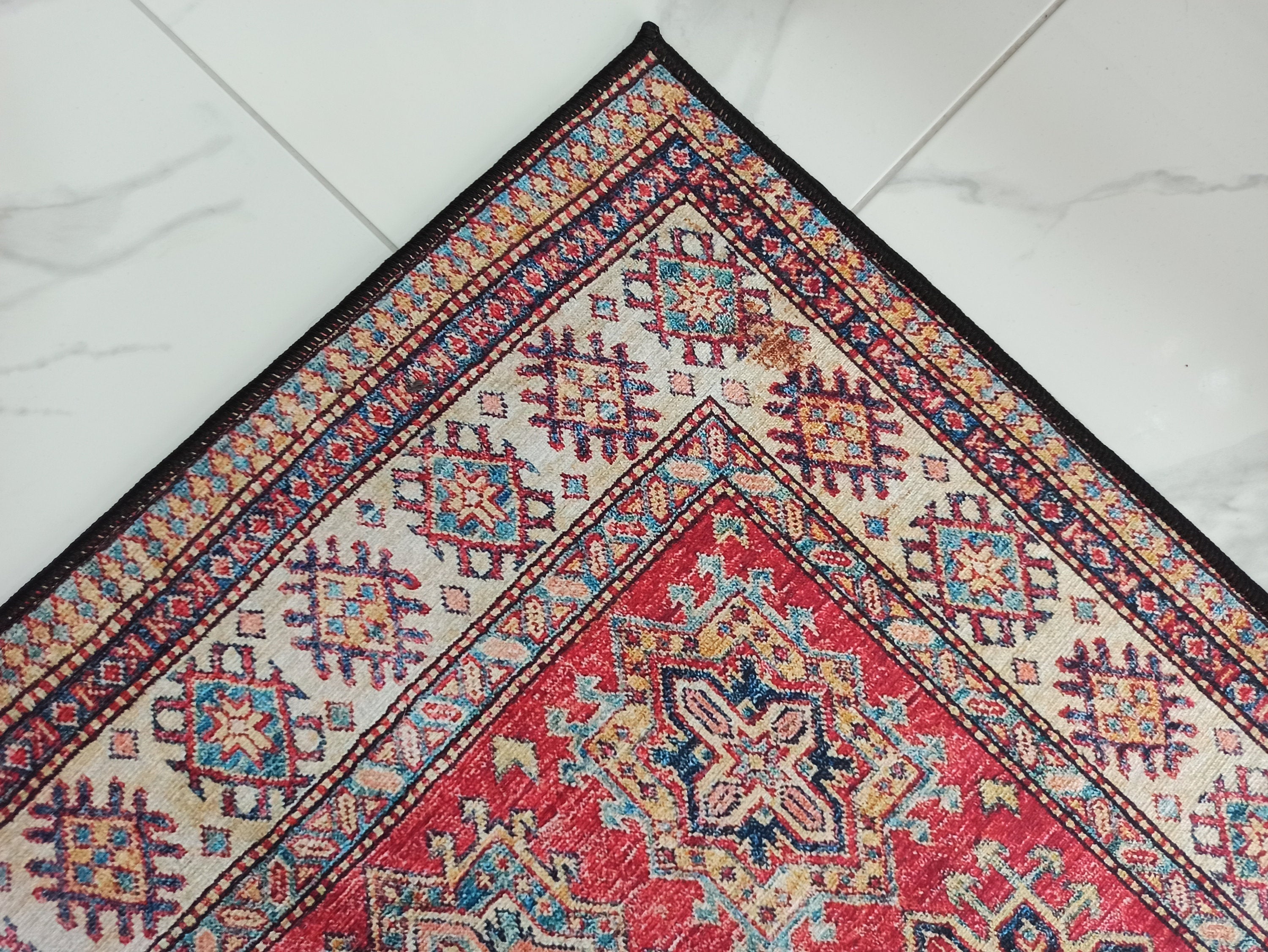 Ravia Runner Turkish Kilim Red Beige Rug