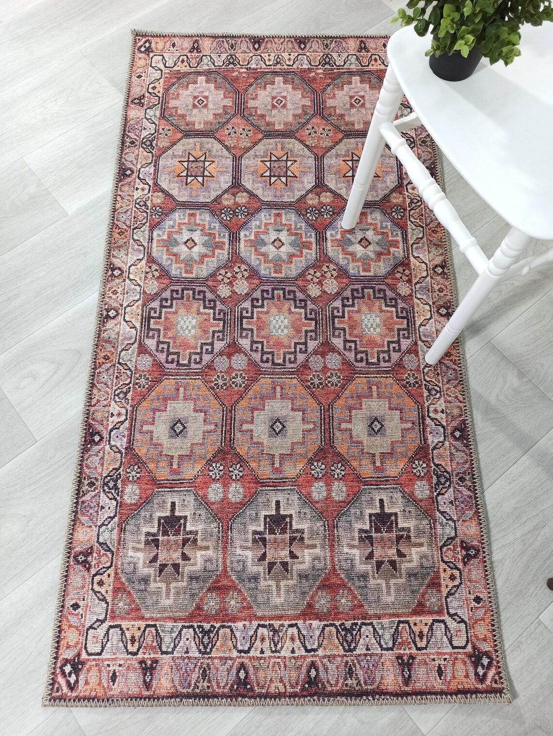 Rawaa Rug Turkish Terracotta Geometric Rug