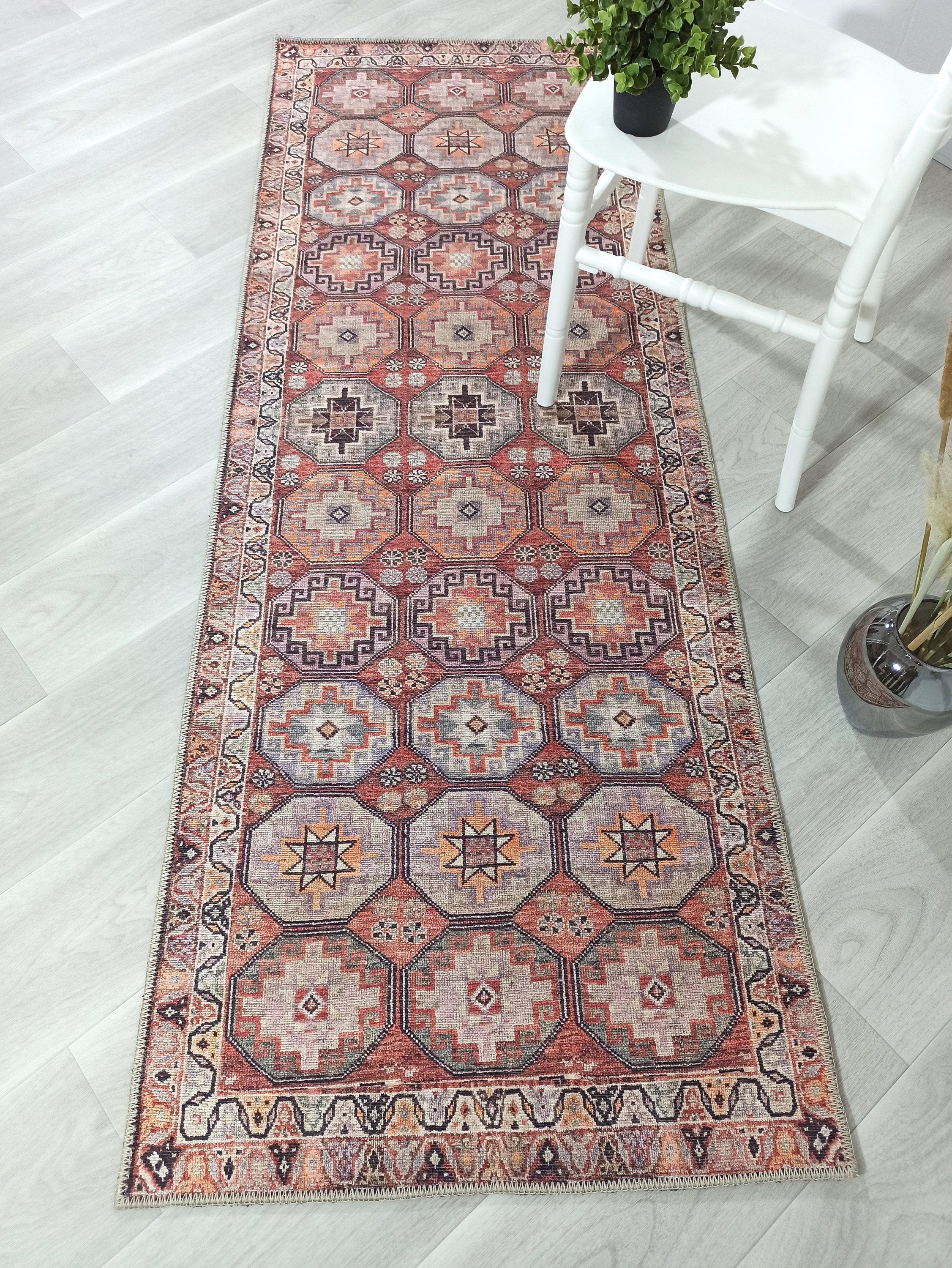 Rawaa Rug Turkish Terracotta Geometric Rug
