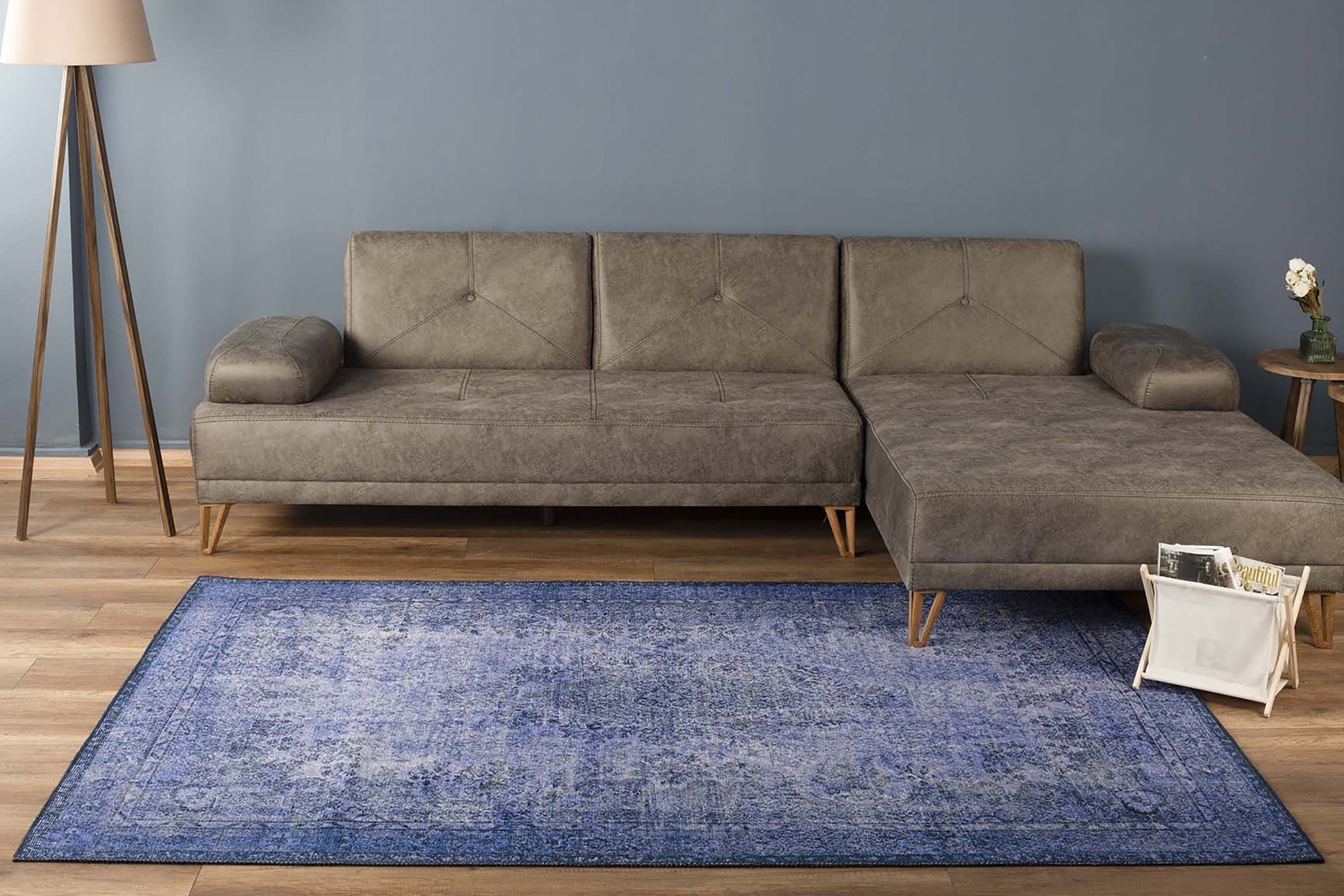 Raya Turkish Vintage Distressed Blue Rug
