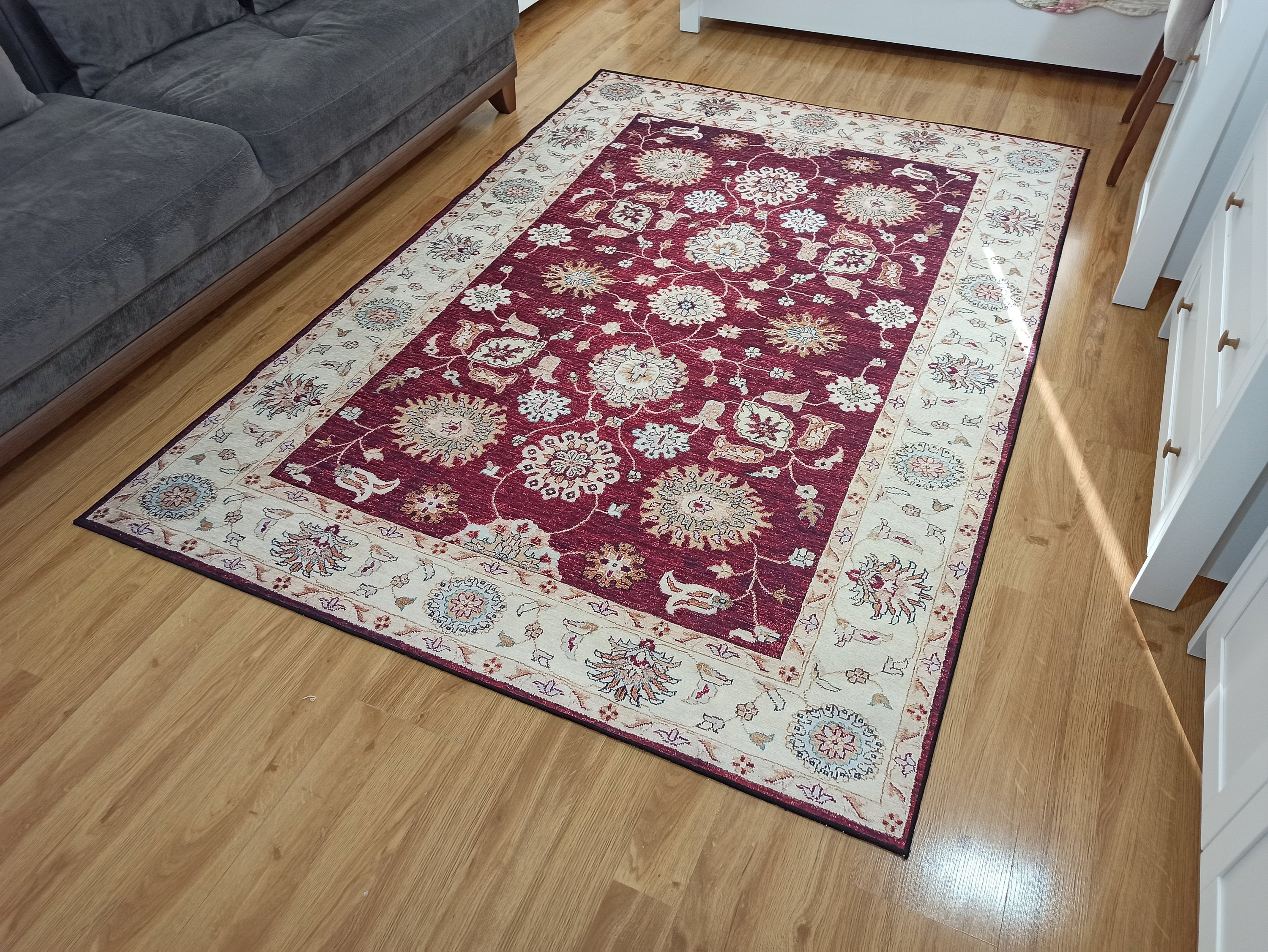 Rayla Turkish Rug Burgundy Red Beige Oriental Rug