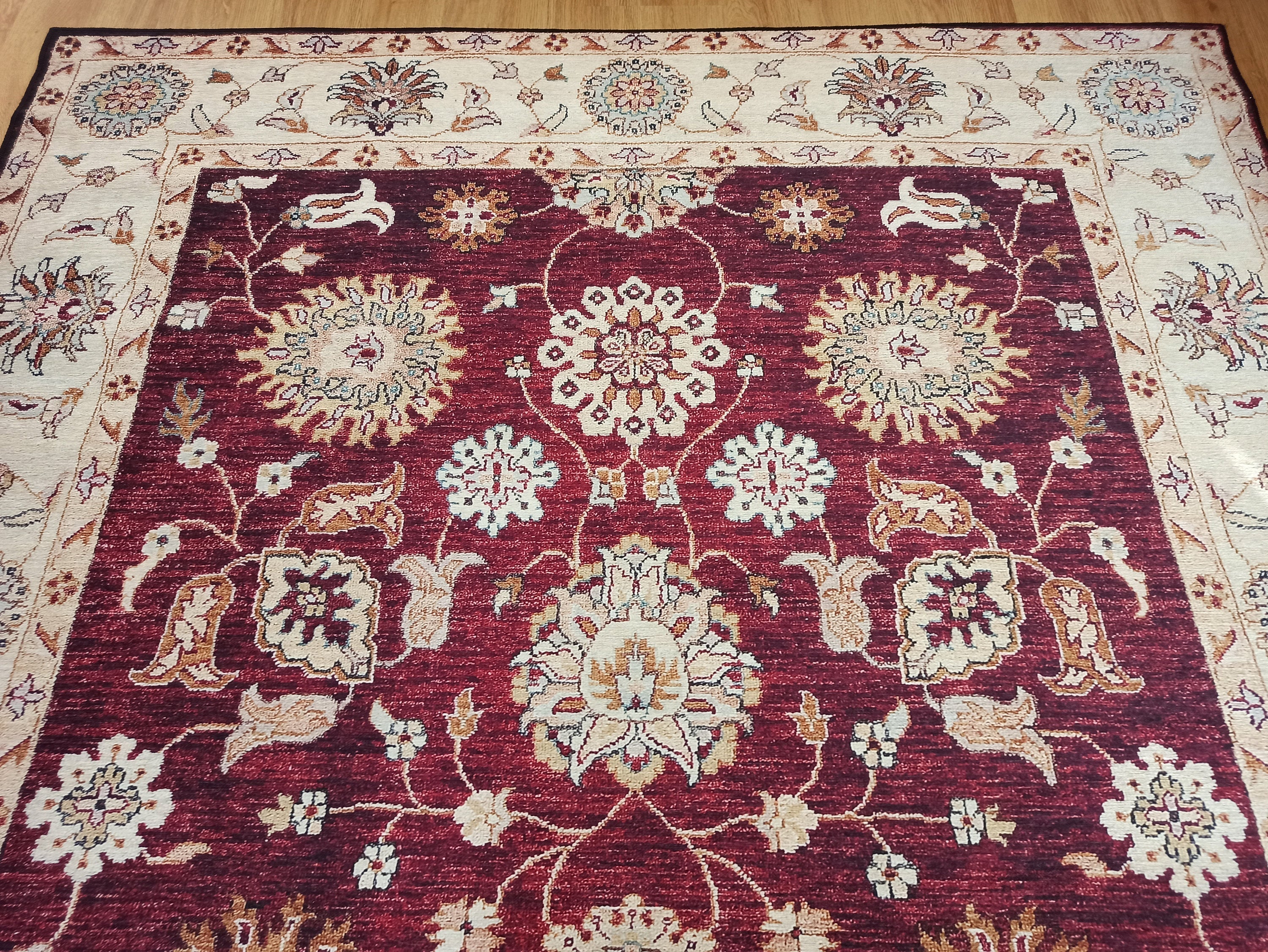 Rayla Turkish Rug Burgundy Red Beige Oriental Rug