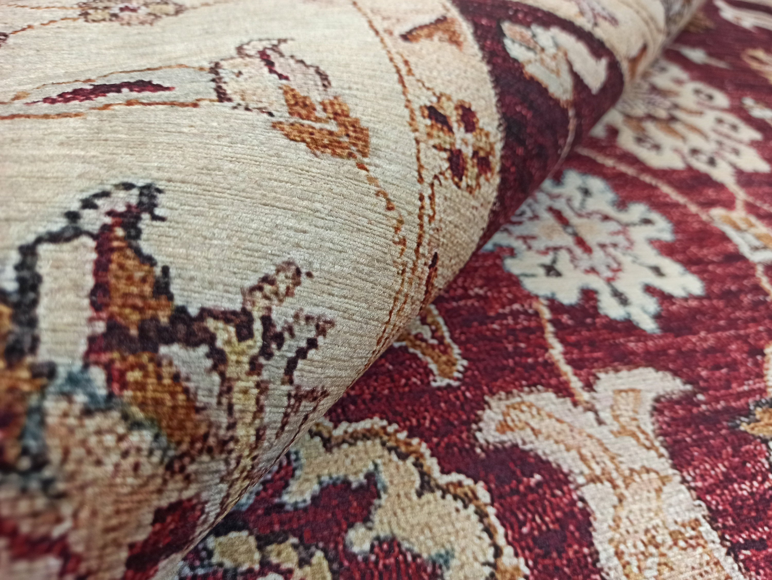 Rayla Turkish Rug Burgundy Red Beige Oriental Rug