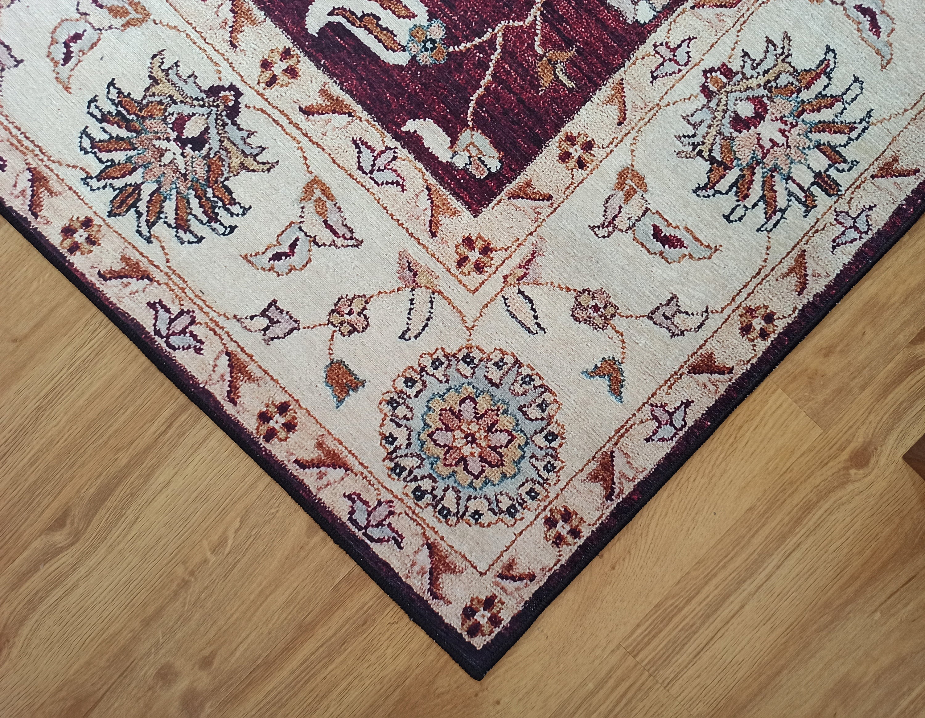 Rayla Turkish Rug Burgundy Red Beige Oriental Rug