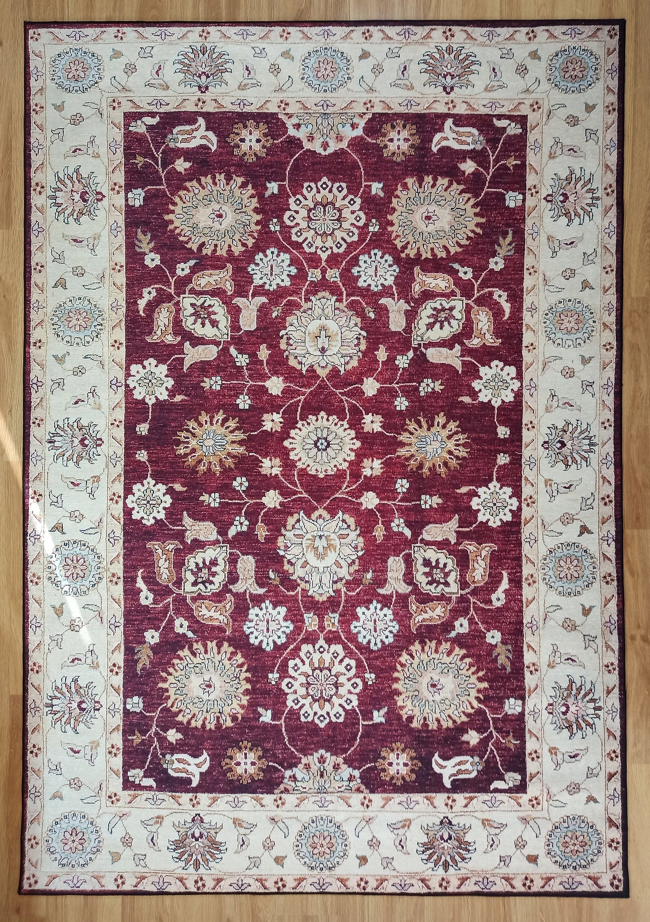 Rayla Turkish Rug Burgundy Red Beige Oriental Rug