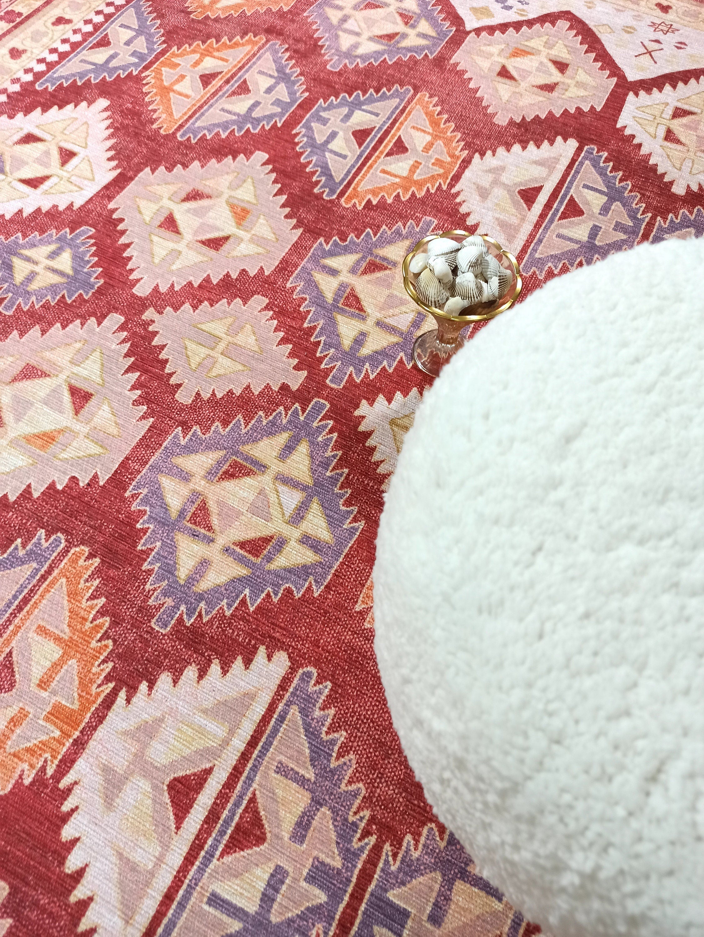 Solene Red Herki Vintage Oriental Rug