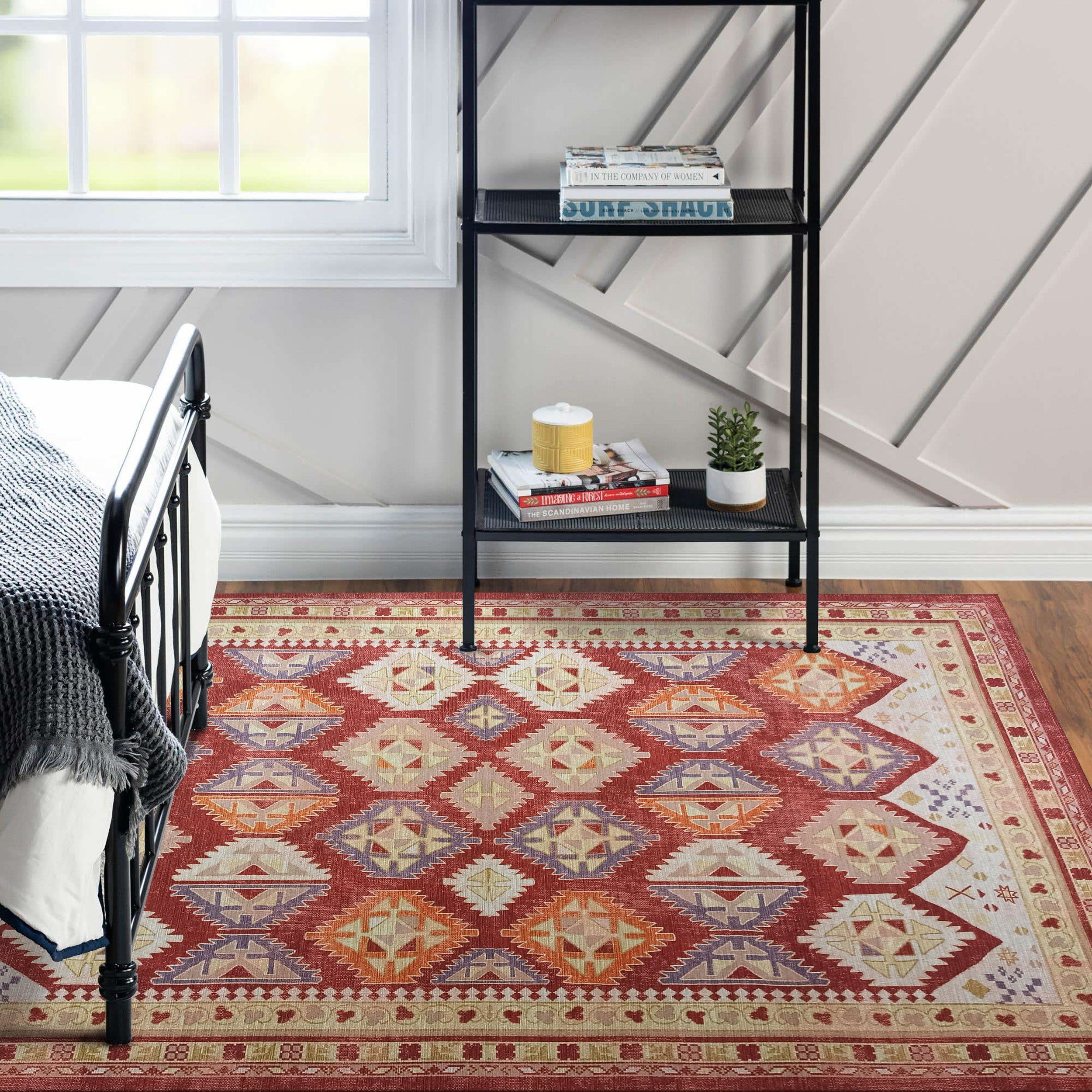 Solene Red Herki Vintage Oriental Rug