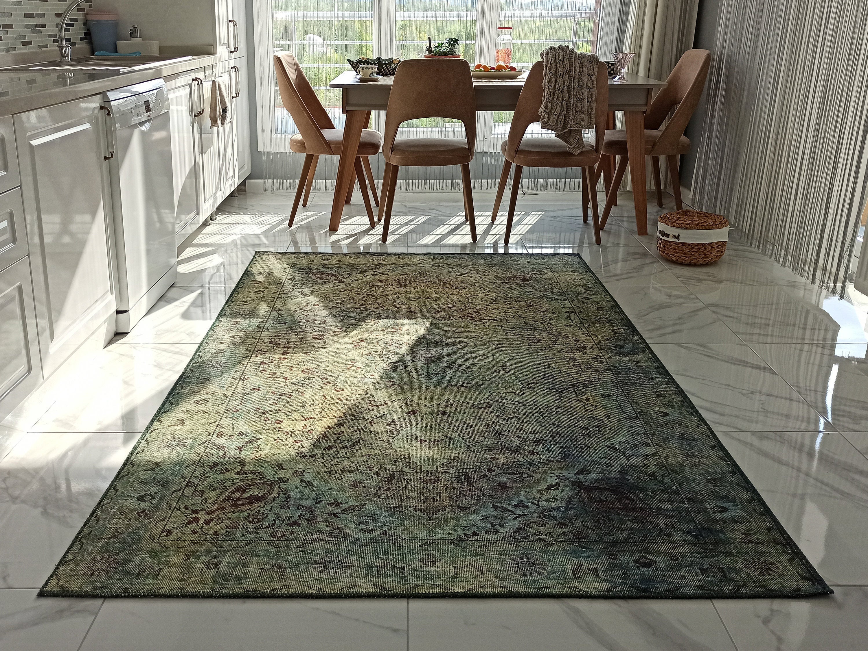 Rene Rug Oriental Persian Teal Green Rug