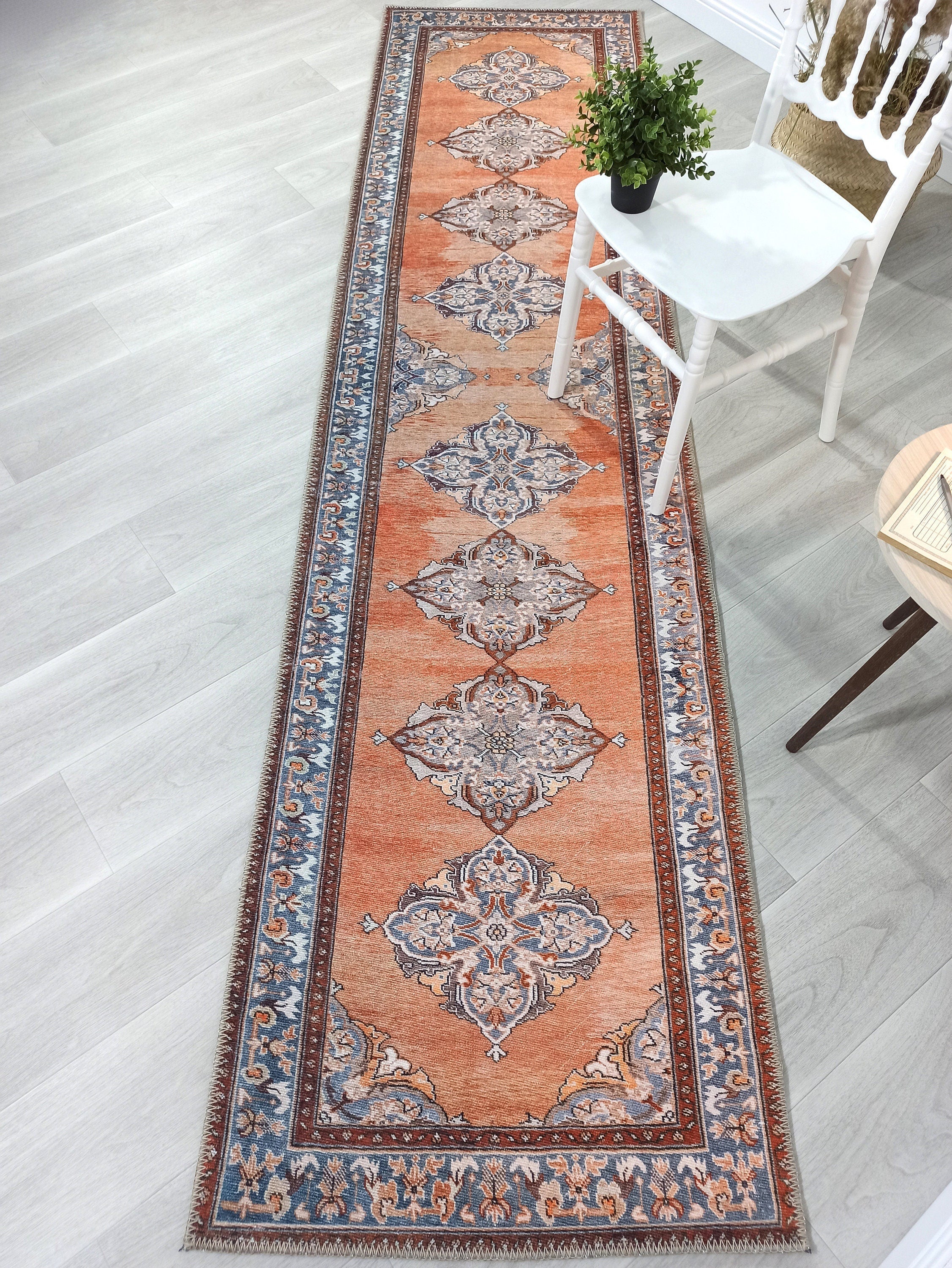 Rida-Runner Turkish Orange Vintage Runner Rug