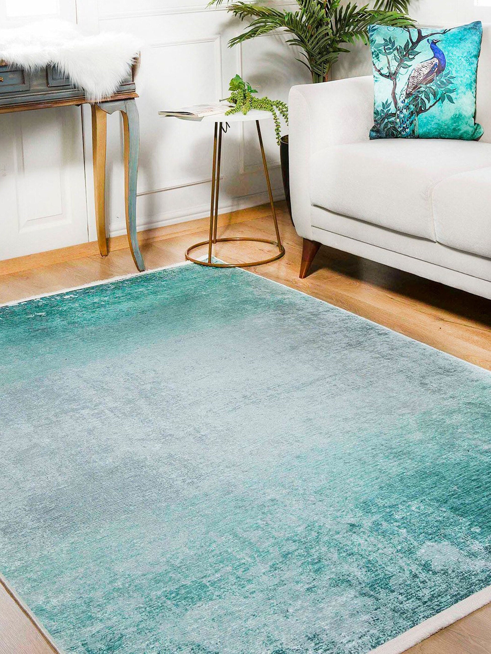 Rima Turquoise Beach Aqua Ocean Abstract Rug
