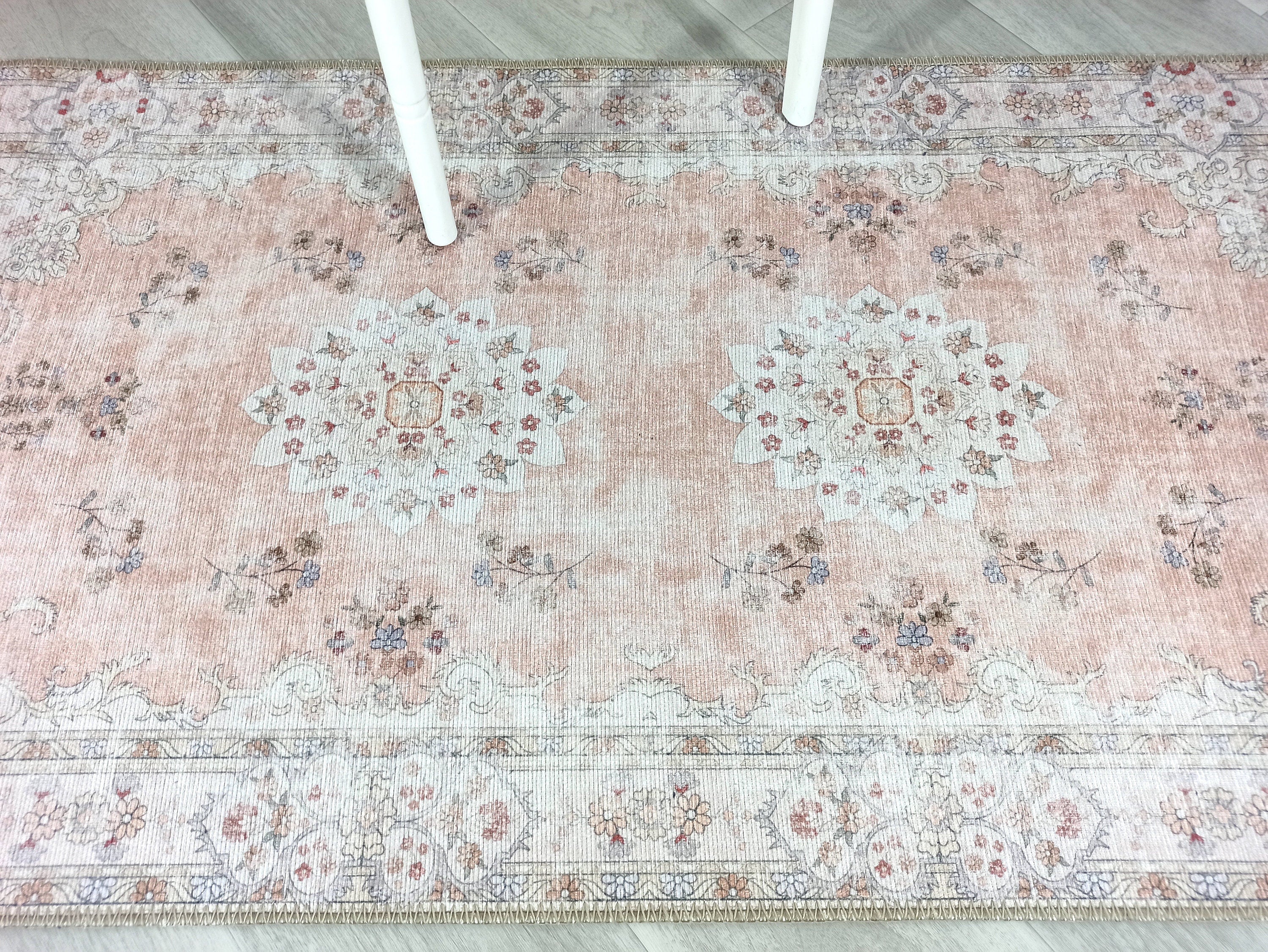 Riza Rug Turkish Muted Beige Dusty Pink Rug