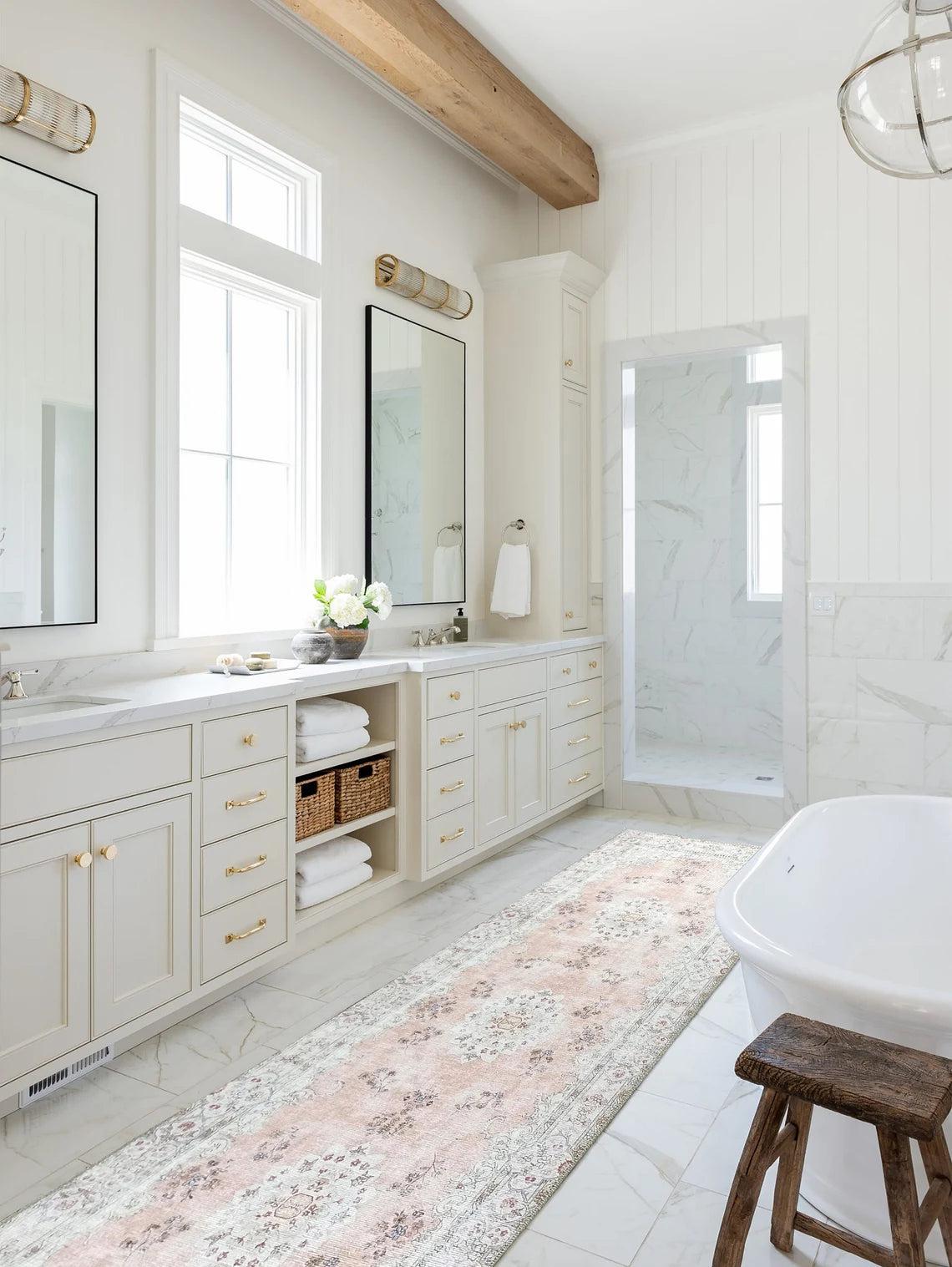 Riza Rug Turkish Muted Beige Dusty Pink Rug