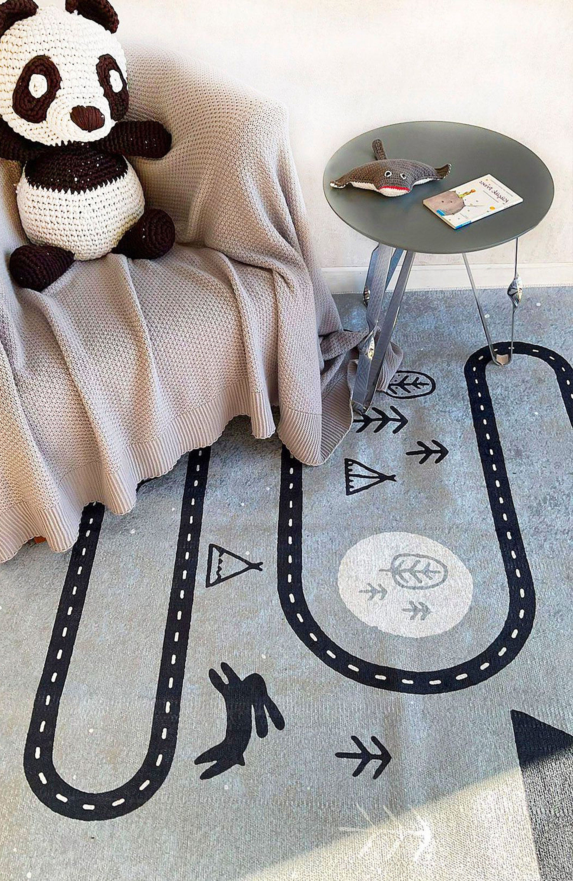 Roady Gray Road Map Kids Rug