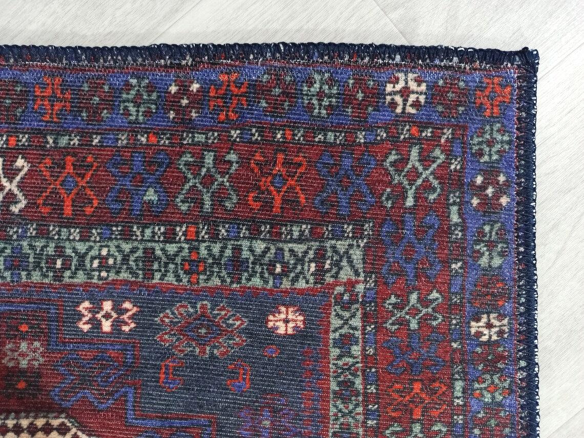 Rofa Rug Afghan Navy Blue Red Baluch Rug