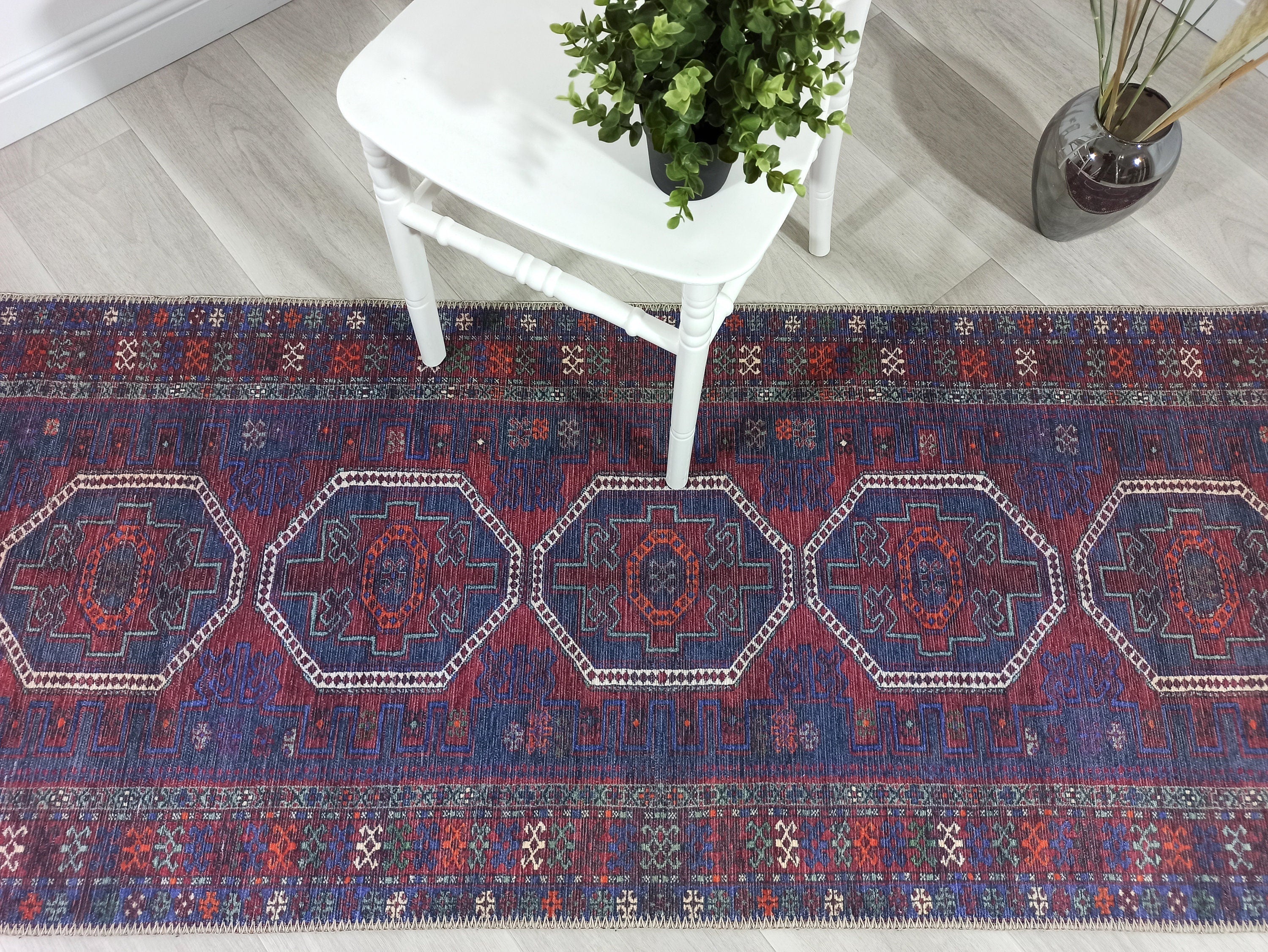 Rofa Rug Afghan Navy Blue Red Baluch Rug