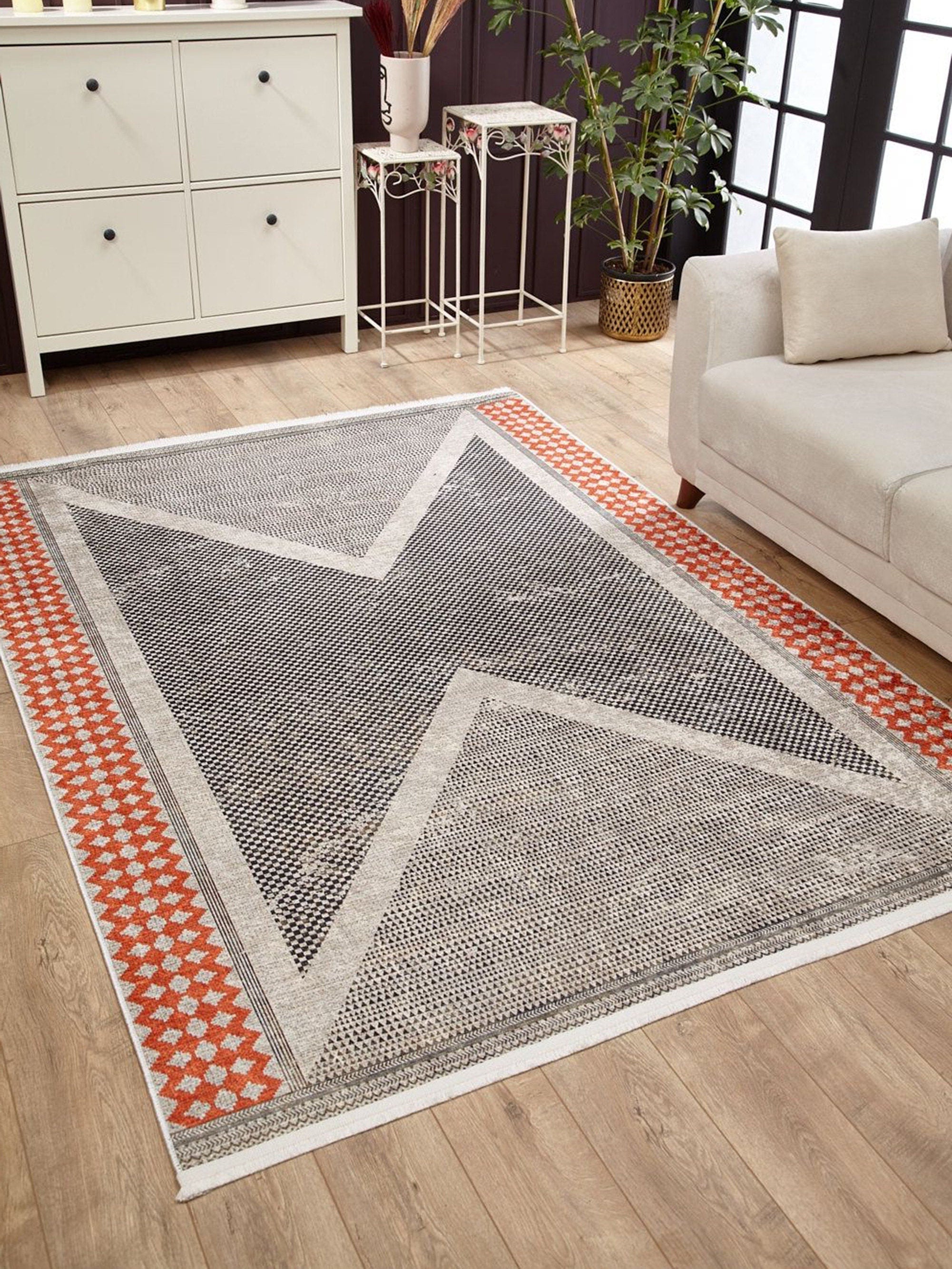 Roka Ancient Gray Orange Rug