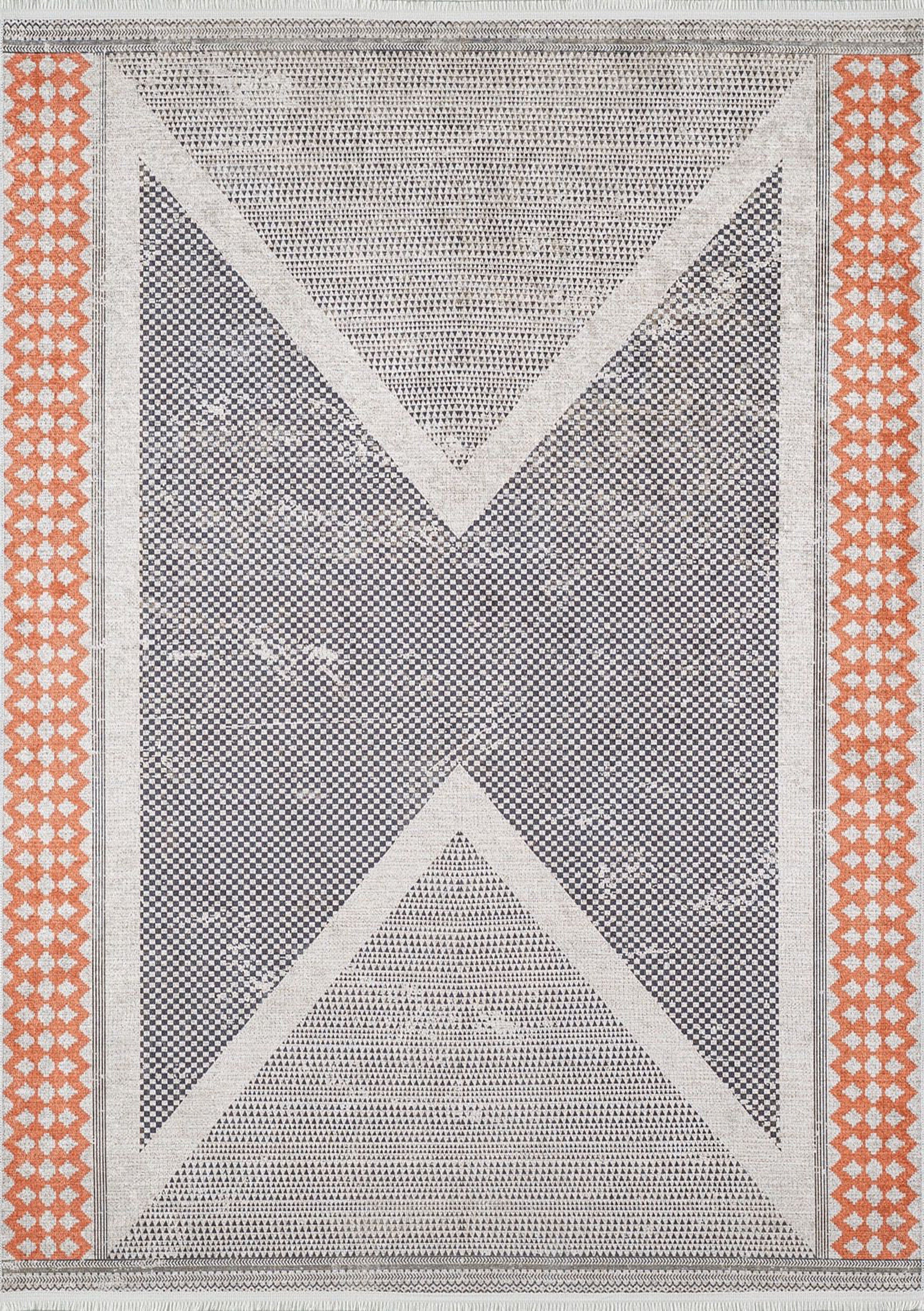 Roka Ancient Gray Orange Rug