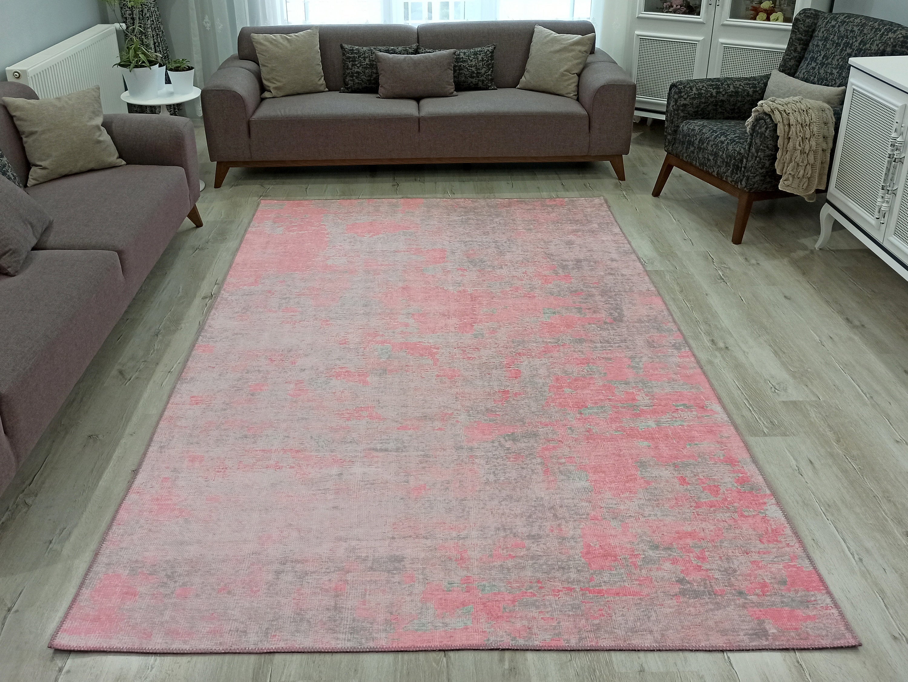 Rossa Abstract Pink Gray Rug