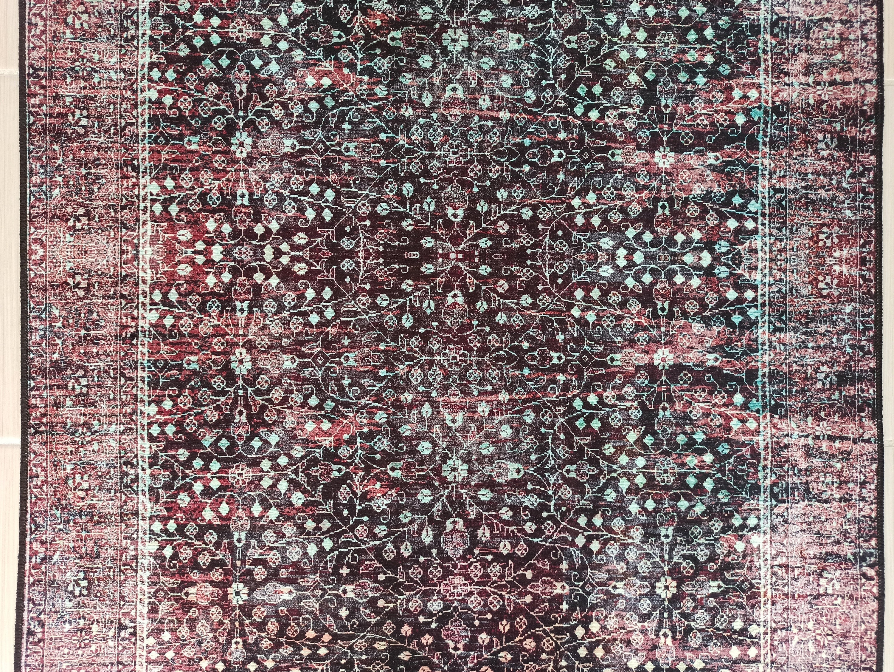 Roza Rug Persian Black Red Beige Rug