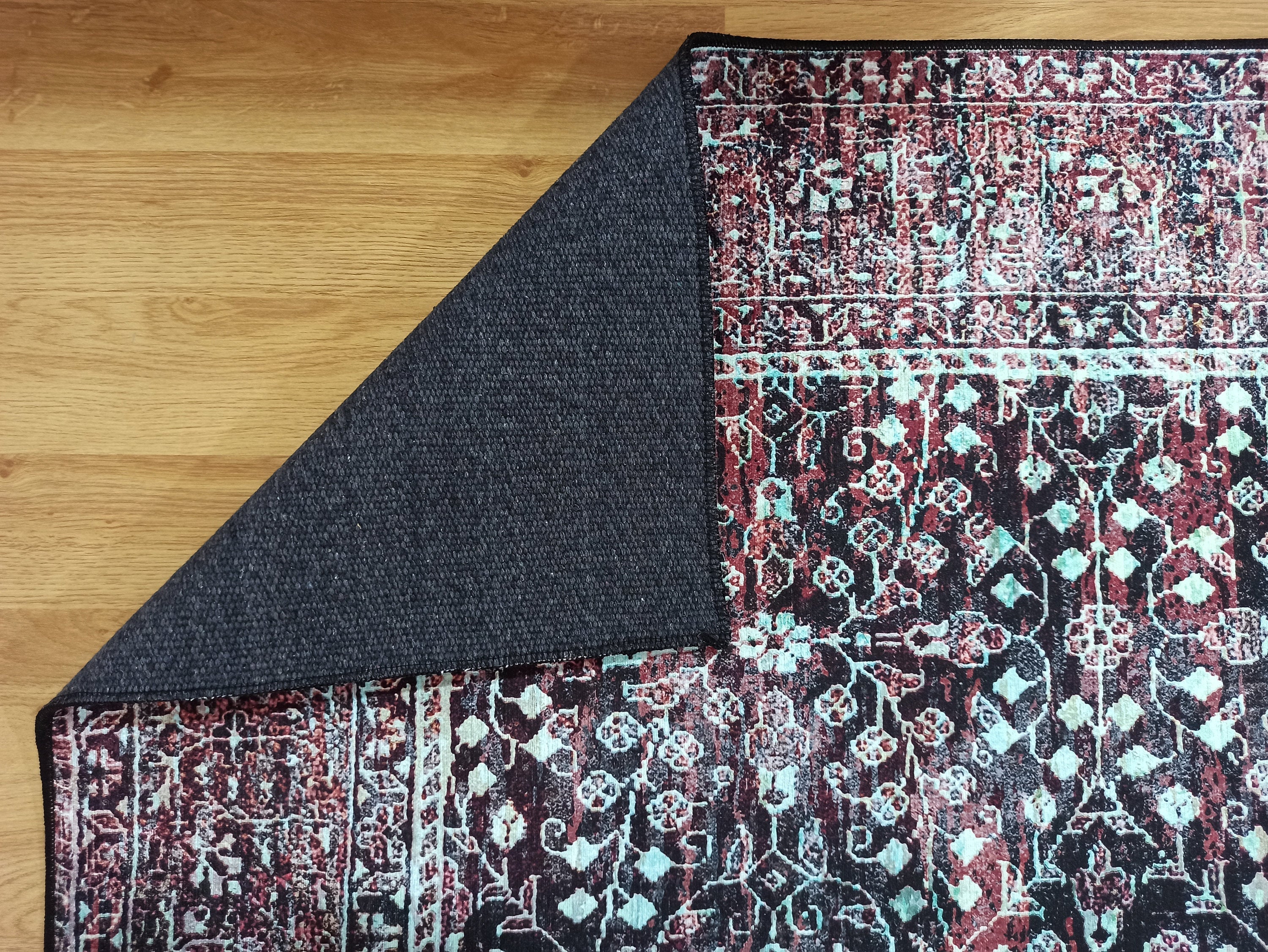 Roza Rug Persian Black Red Beige Rug