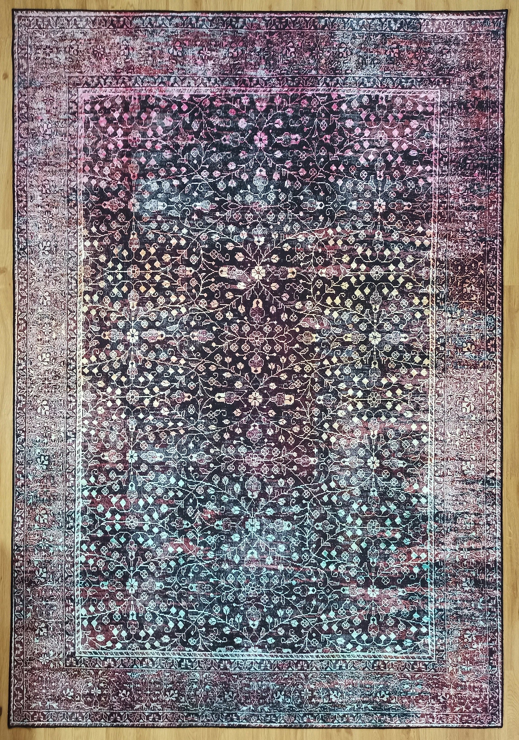 Roza Rug Persian Black Red Beige Rug