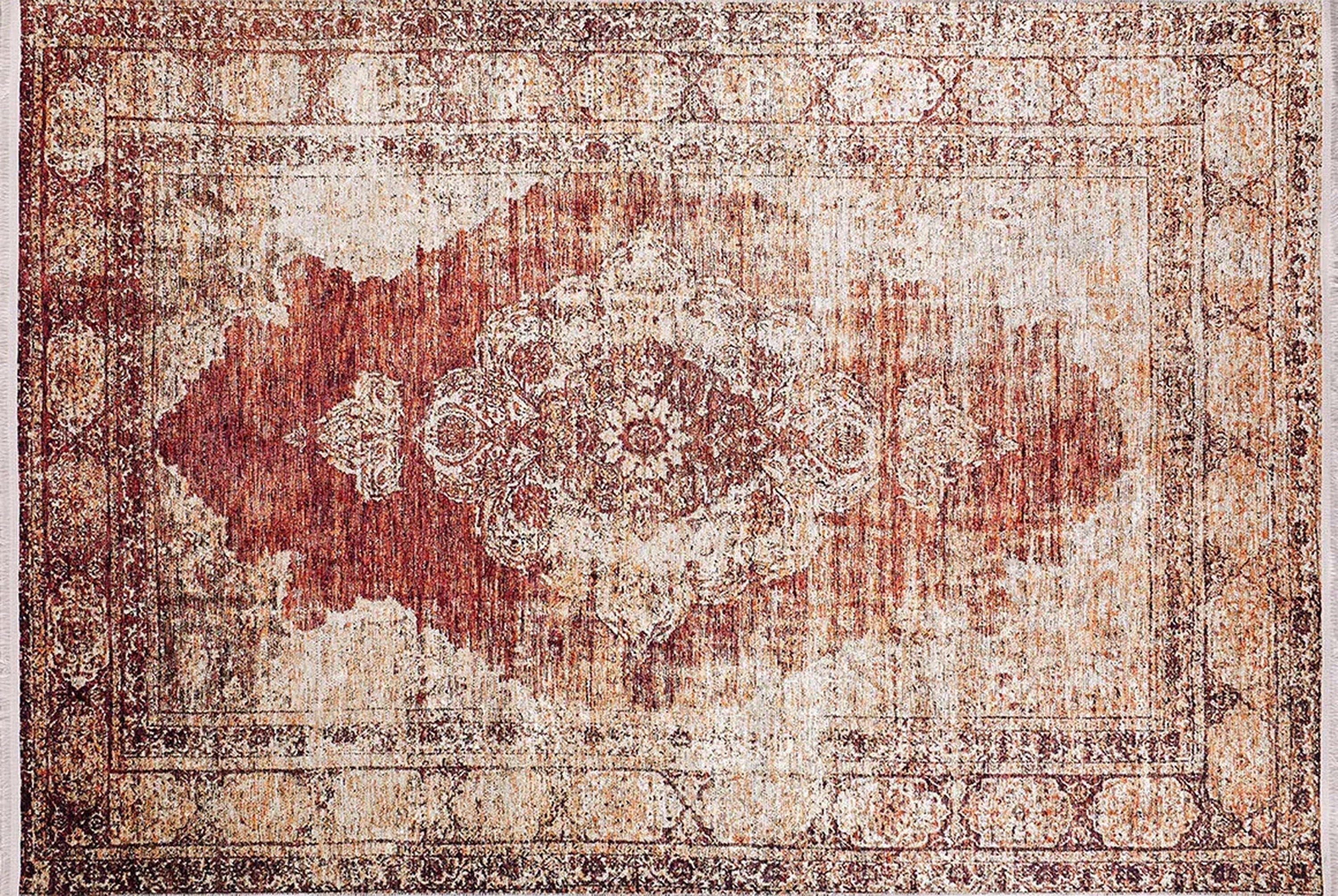 Rusty Turkish Distressed Red Beige Rug