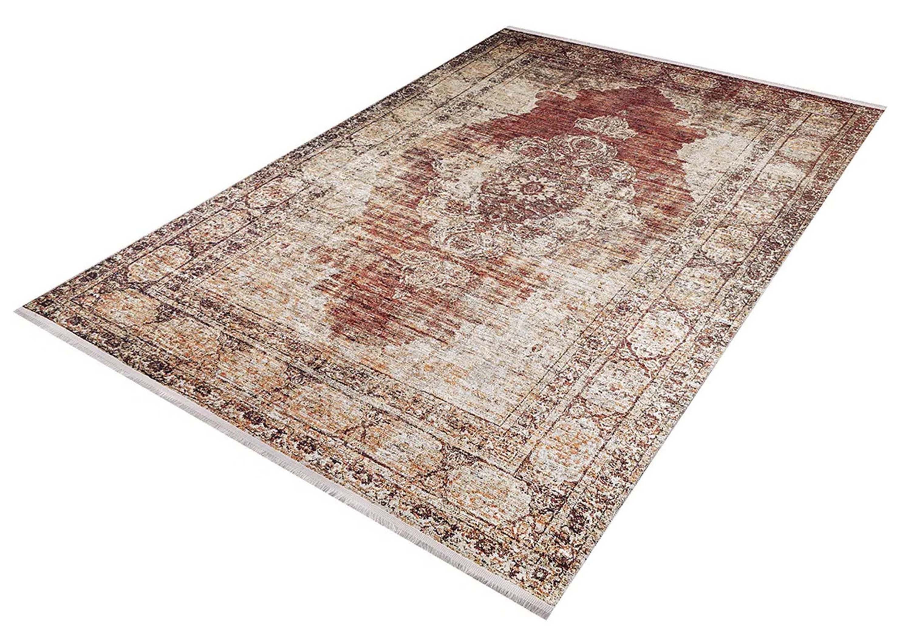 Rusty Turkish Distressed Red Beige Rug