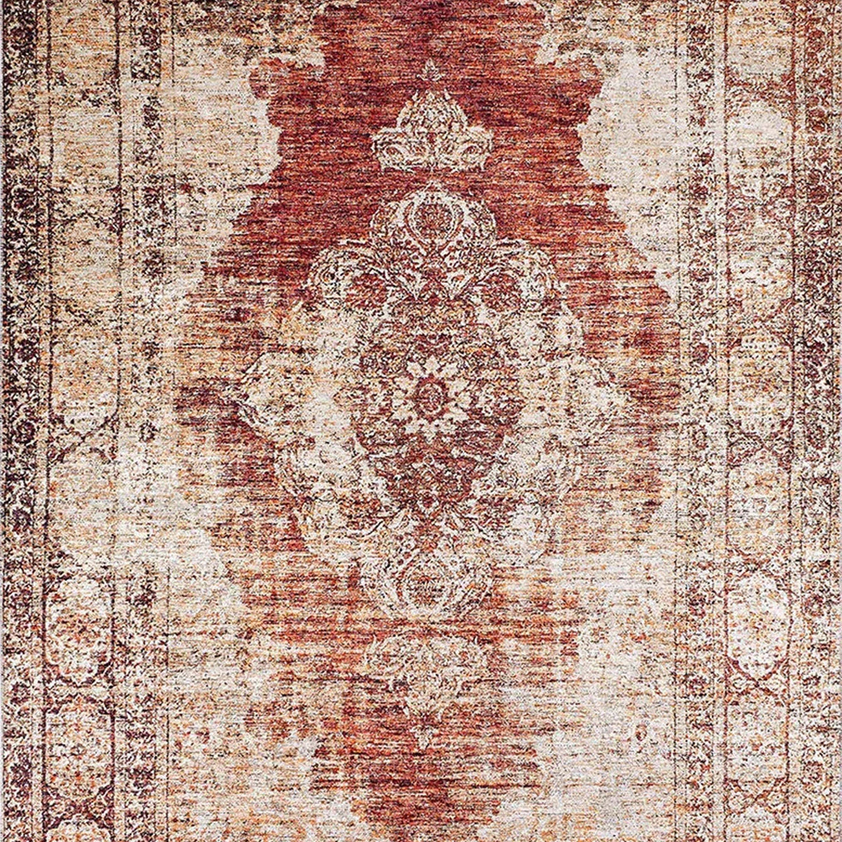 Rusty Turkish Distressed Red Beige Rug – fame