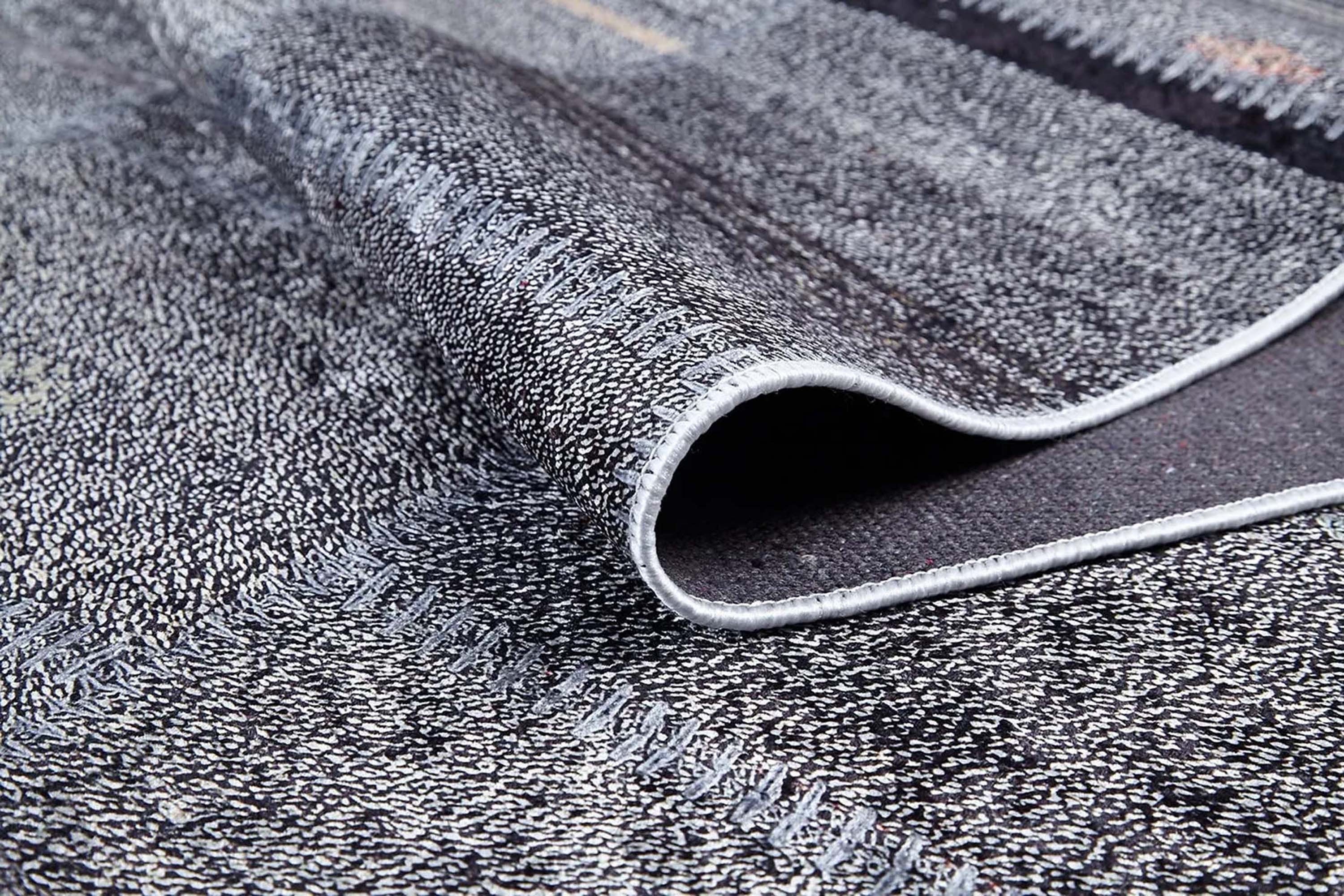 Saada Turkish Kilim Gray Solid Striped Rug