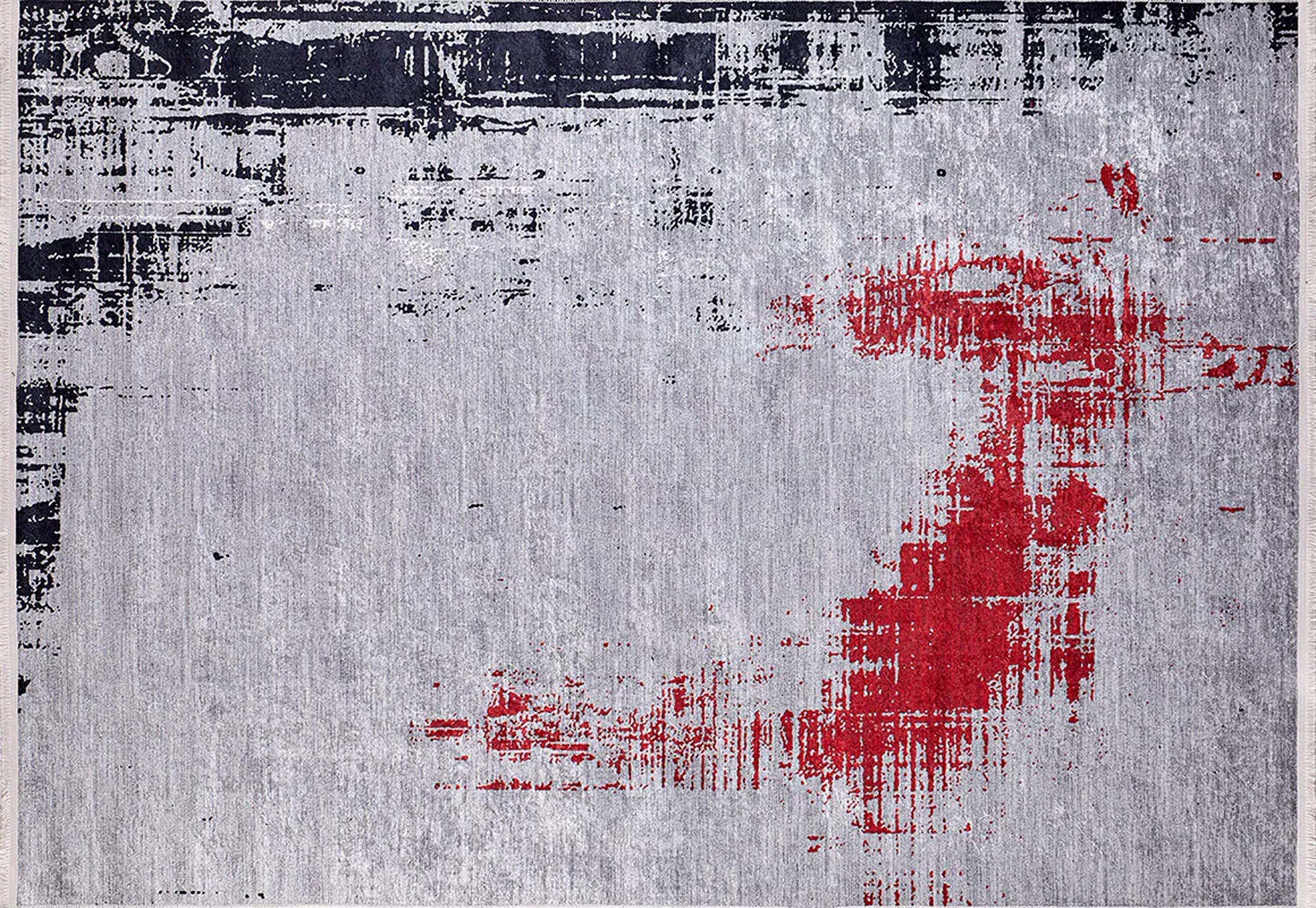 Sabrin Distressed Neutral Black Red Turkish Rug