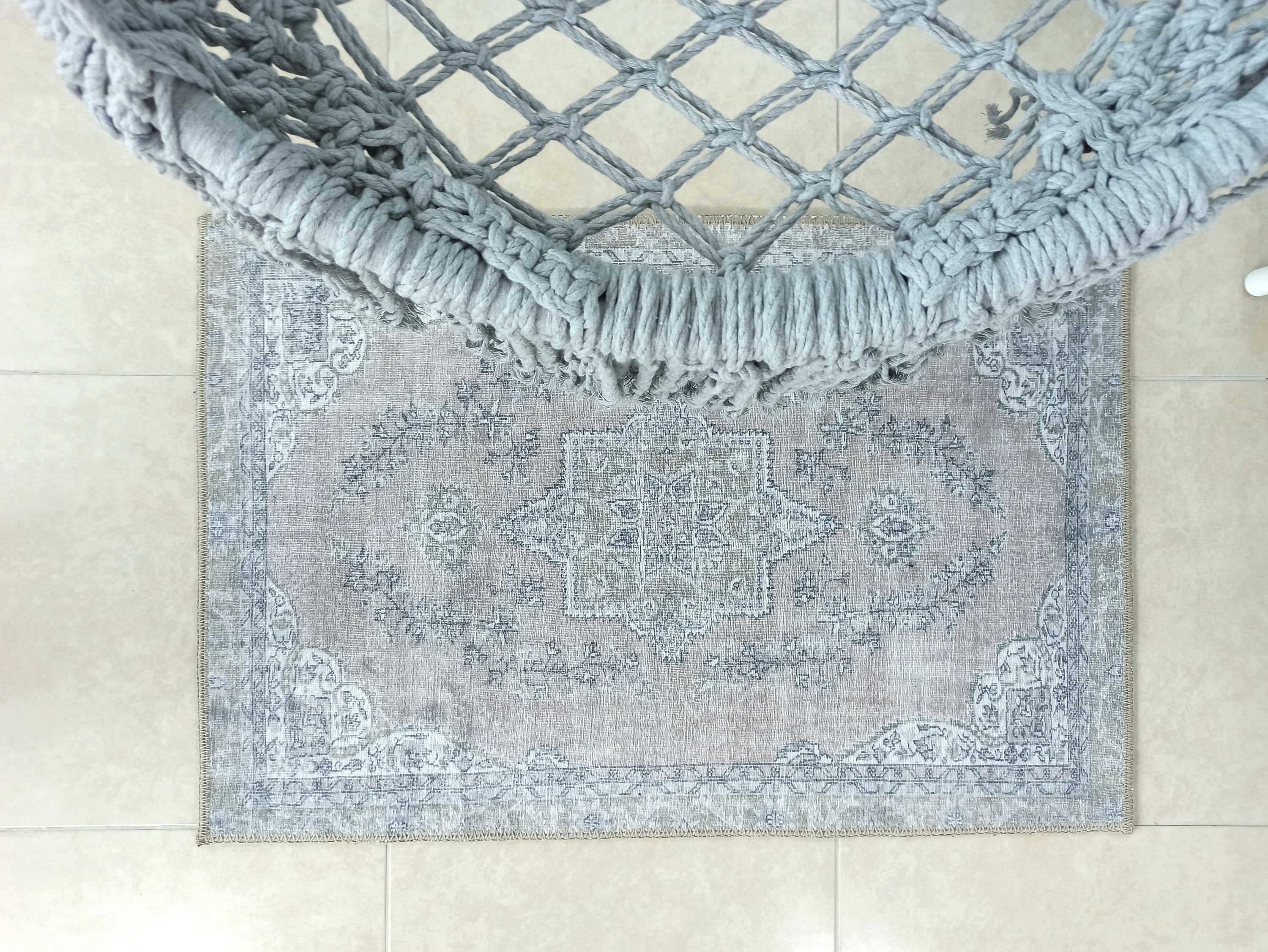 Safa Rug Turkish Faded Vintage Pink Gray Rug