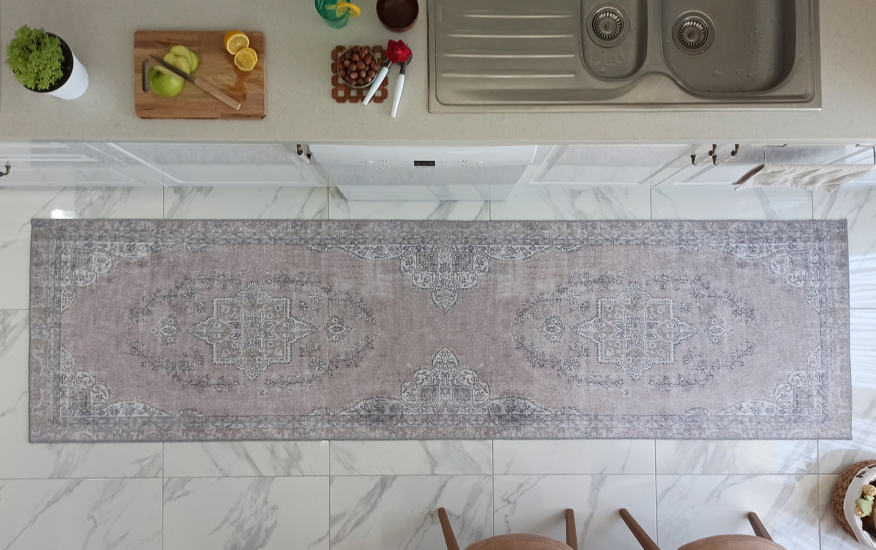 Safa Rug Turkish Faded Vintage Pink Gray Rug