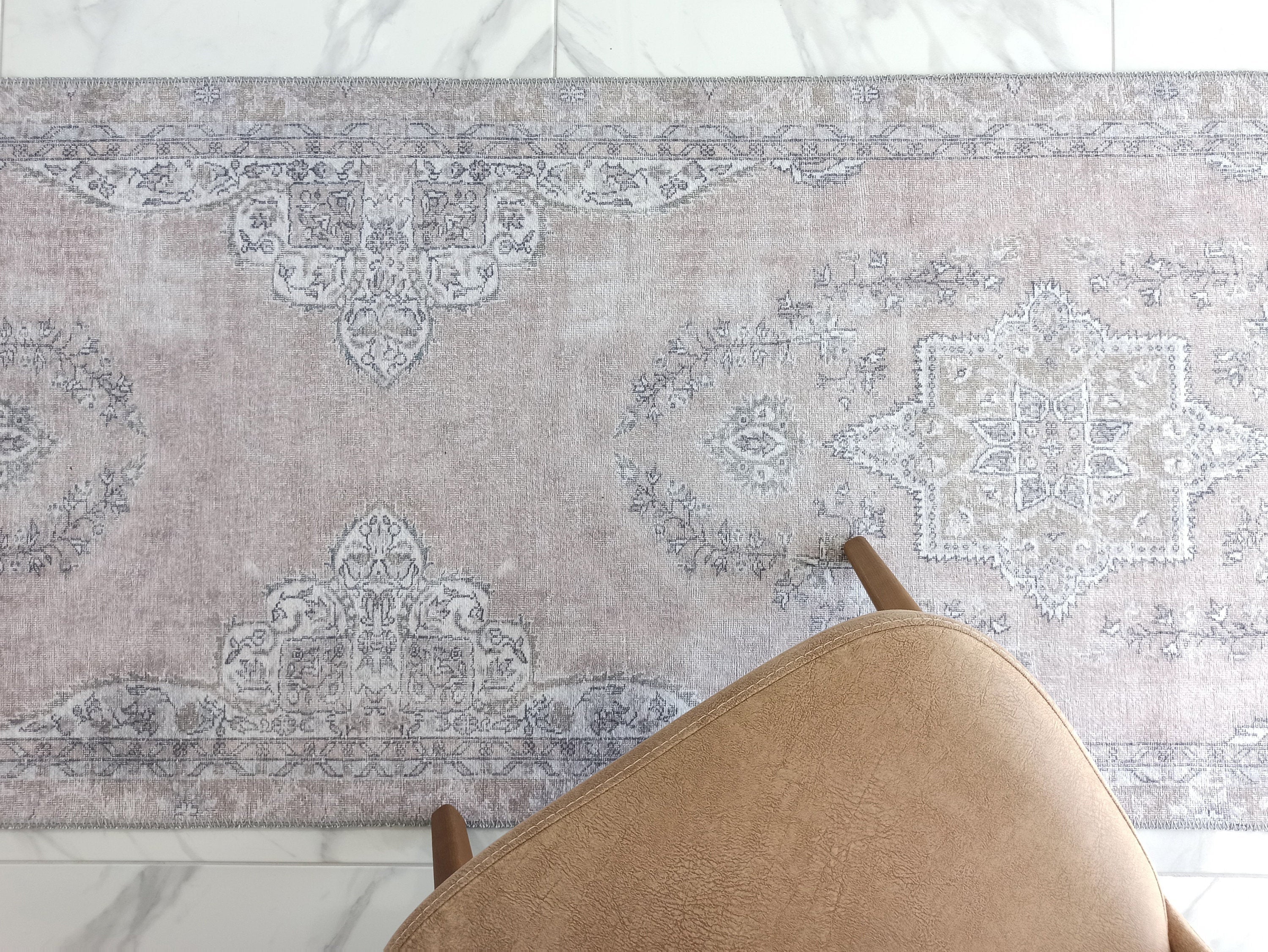 Safa Rug Turkish Faded Vintage Pink Gray Rug