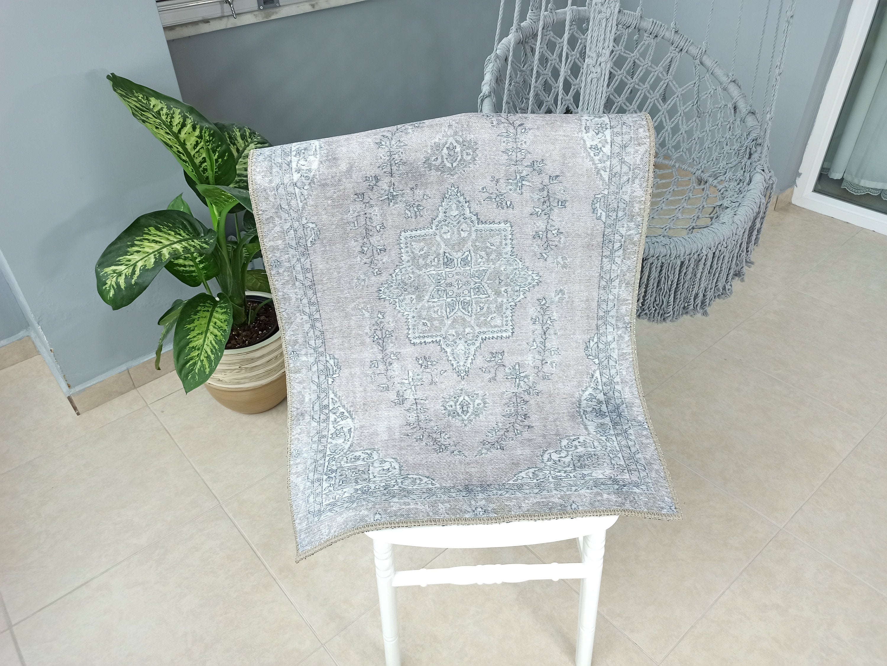 Safa Rug Turkish Faded Vintage Pink Gray Rug