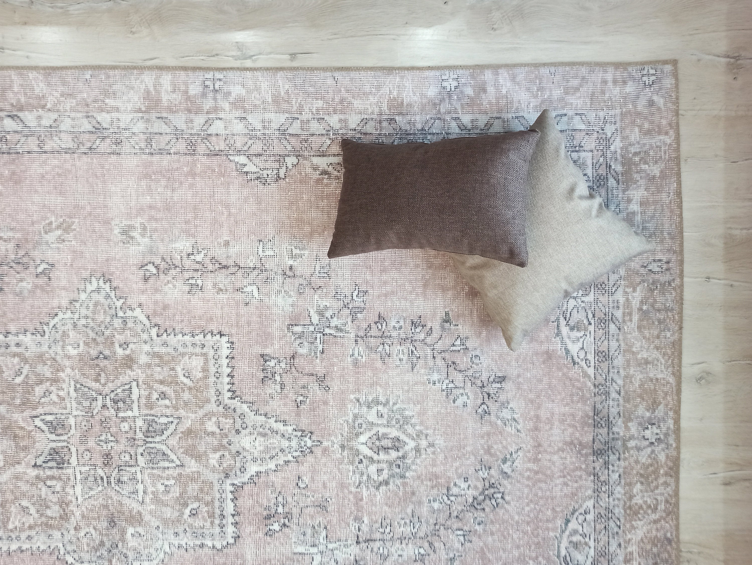 Safa Rug Turkish Faded Vintage Pink Gray Rug