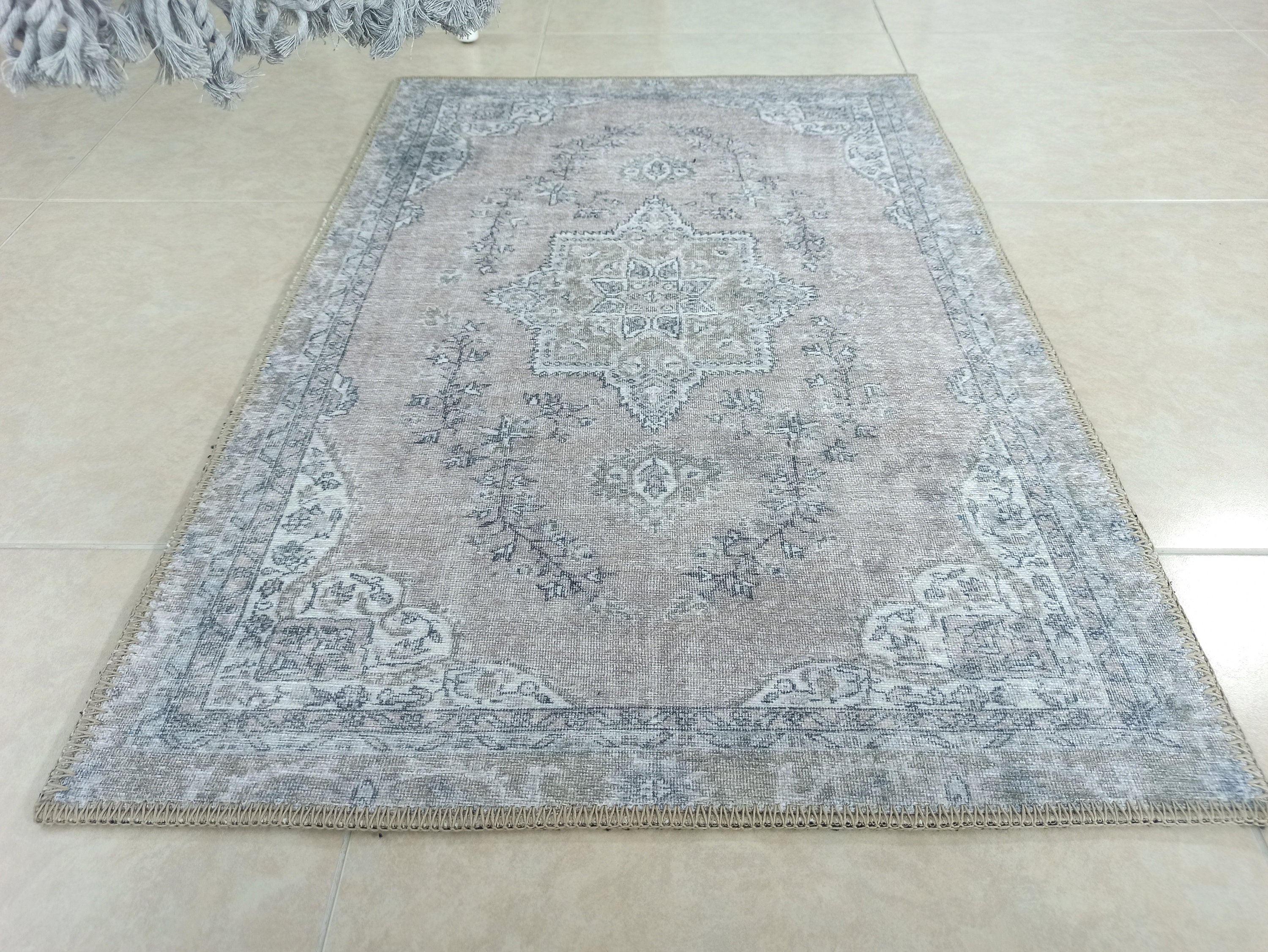 Safa Rug Turkish Faded Vintage Pink Gray Rug