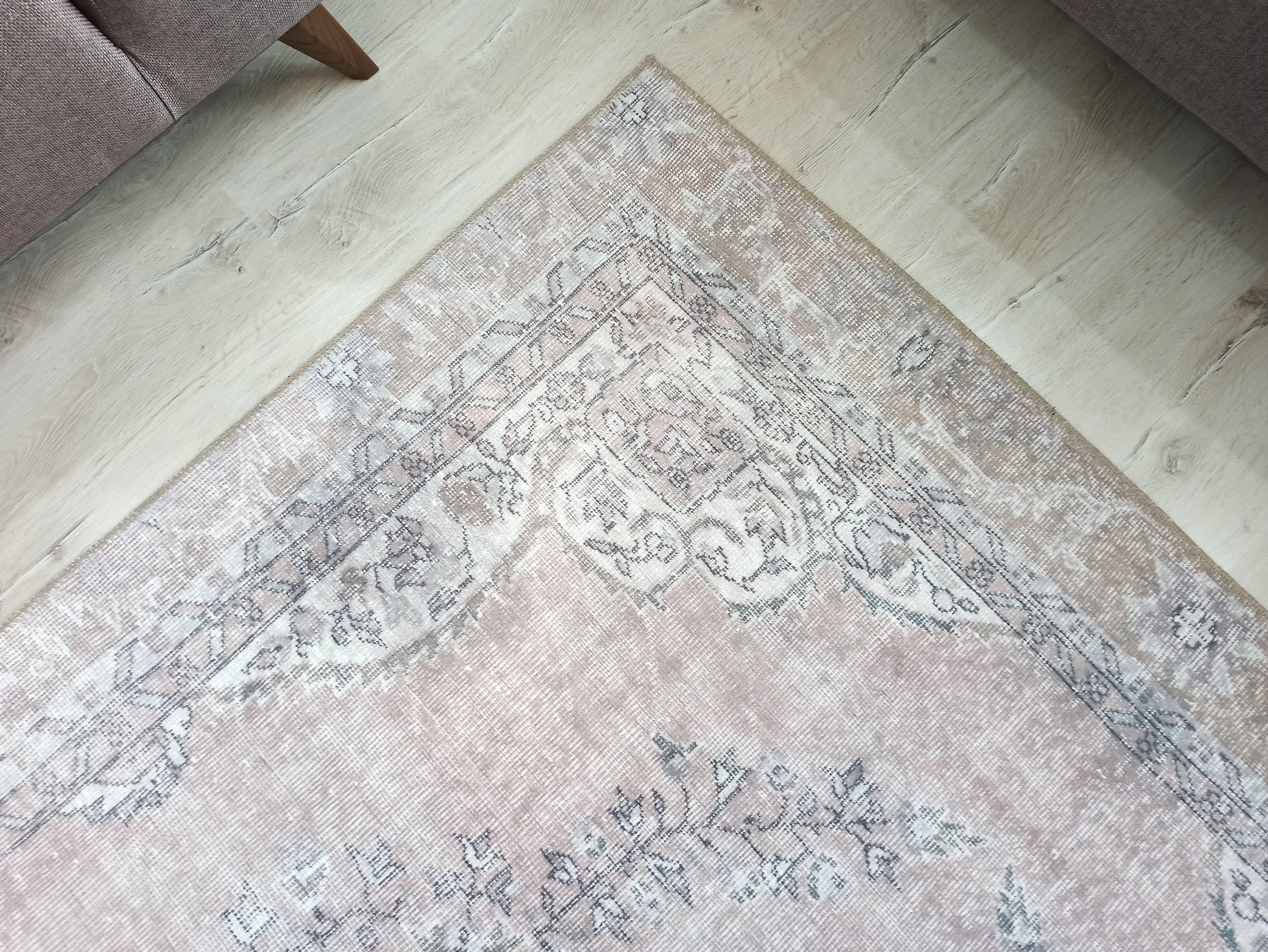 Safa Rug Turkish Faded Vintage Pink Gray Rug