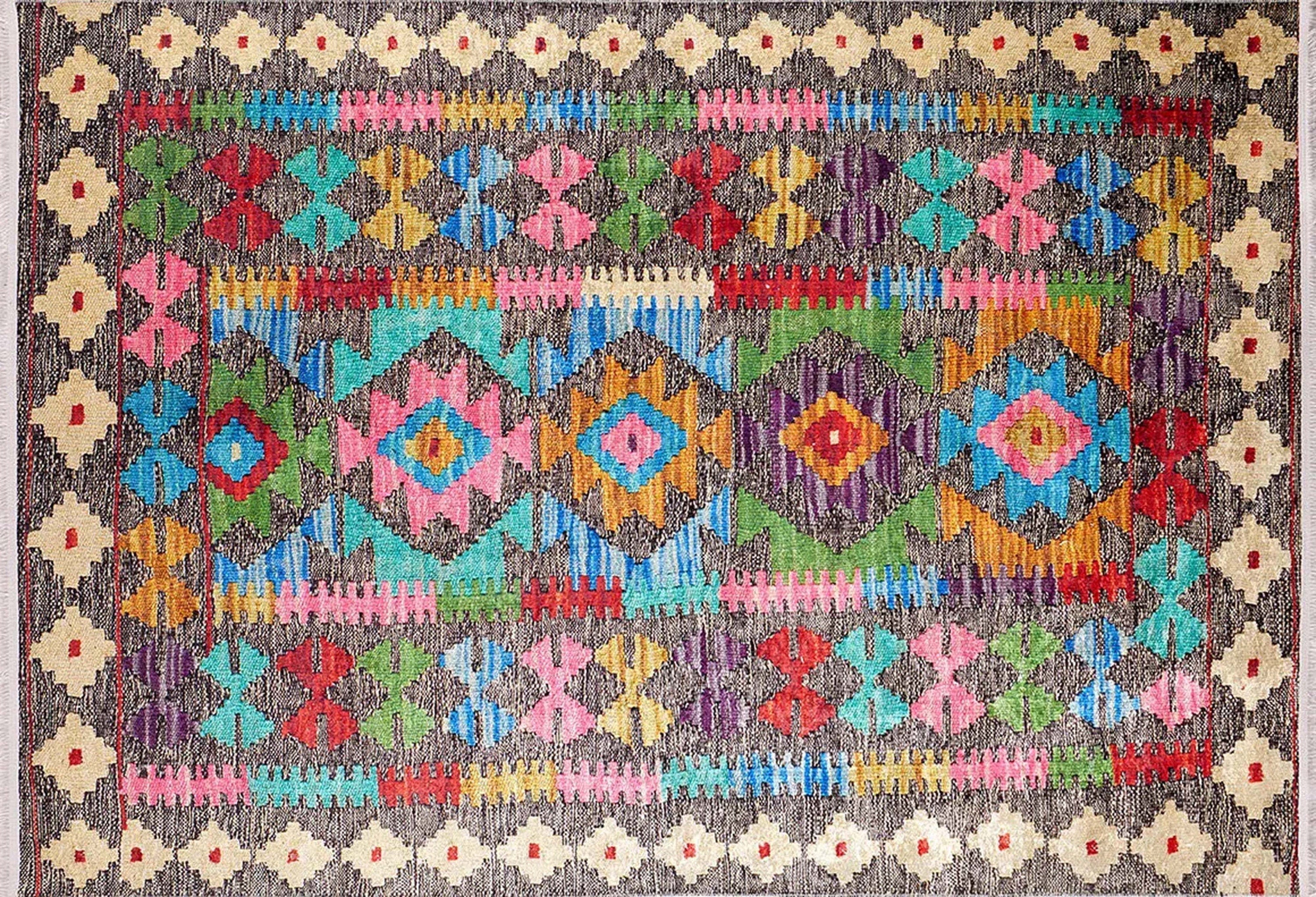 Safra Turkish Colorful Kilim Rug
